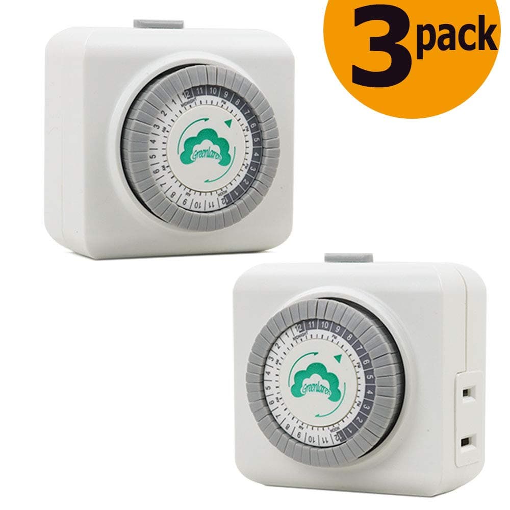 Indoor 24-Hour Mechanical Outlet Timer,Plug in Switch with 30 Minute Intervals,1 polarized 2 Prong outlet,3 Pack