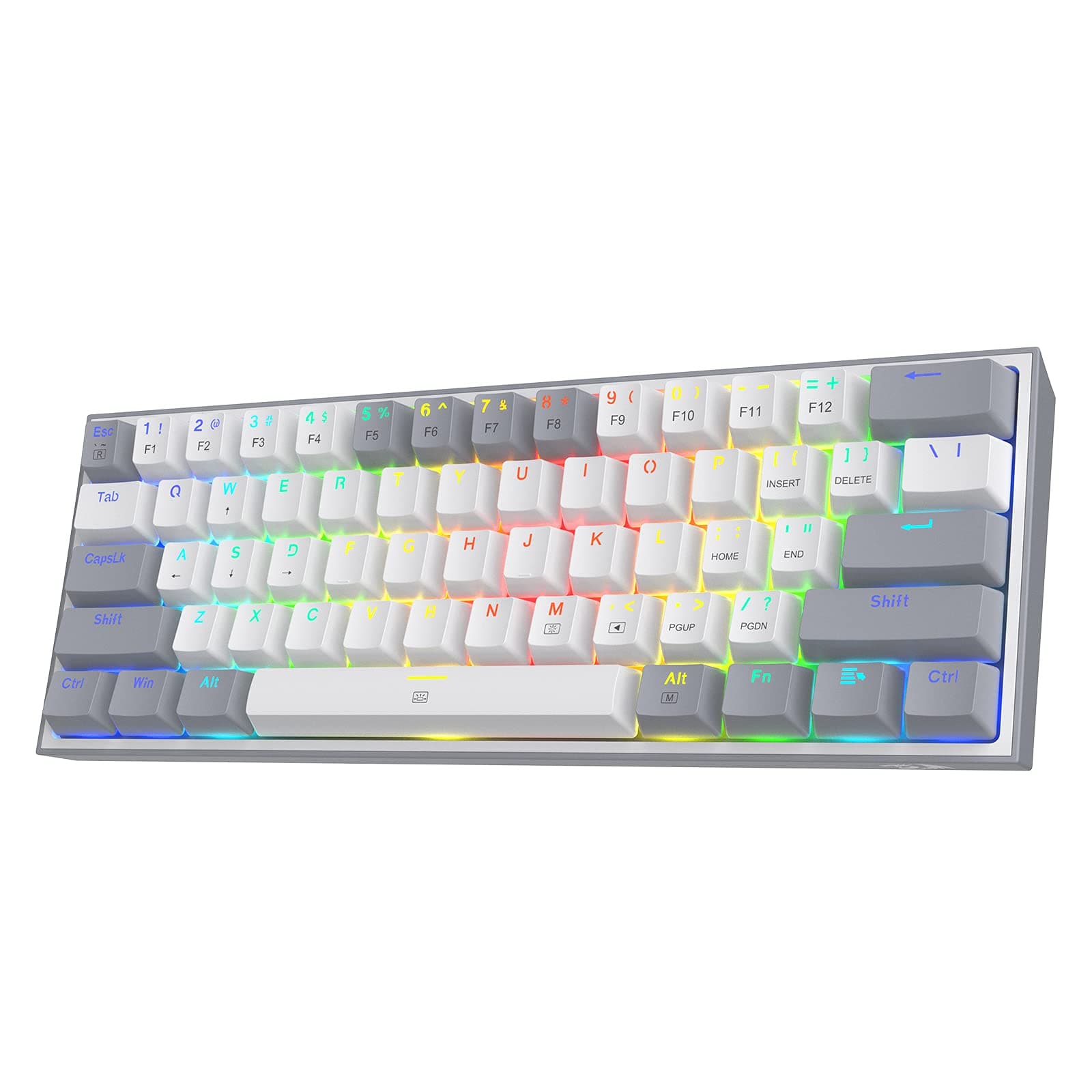 K617 Fizz 60% Wired RGB Gaming Keyboard, 61 Keys Compact Mechanical Keyboard w/White and Grey Color Keycaps, Linear Red Switch, Pro Driver/Software Supported