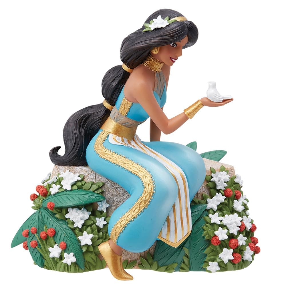 Disney Showcase Botanical Aladdin Jasmine Holding Bird Figurine, 6 Inch, Multicolor