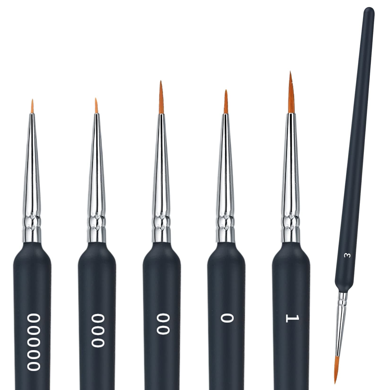 6 Pcs Fine Detail Paint Brush Set, Miniature Detail Artist Painting Brushes, 6 Sizes Wooden Fine Tip Paint Brushes for Acrylic Painting Drawing Craft Oil Nail Art Model Watercolor Painting Brushes