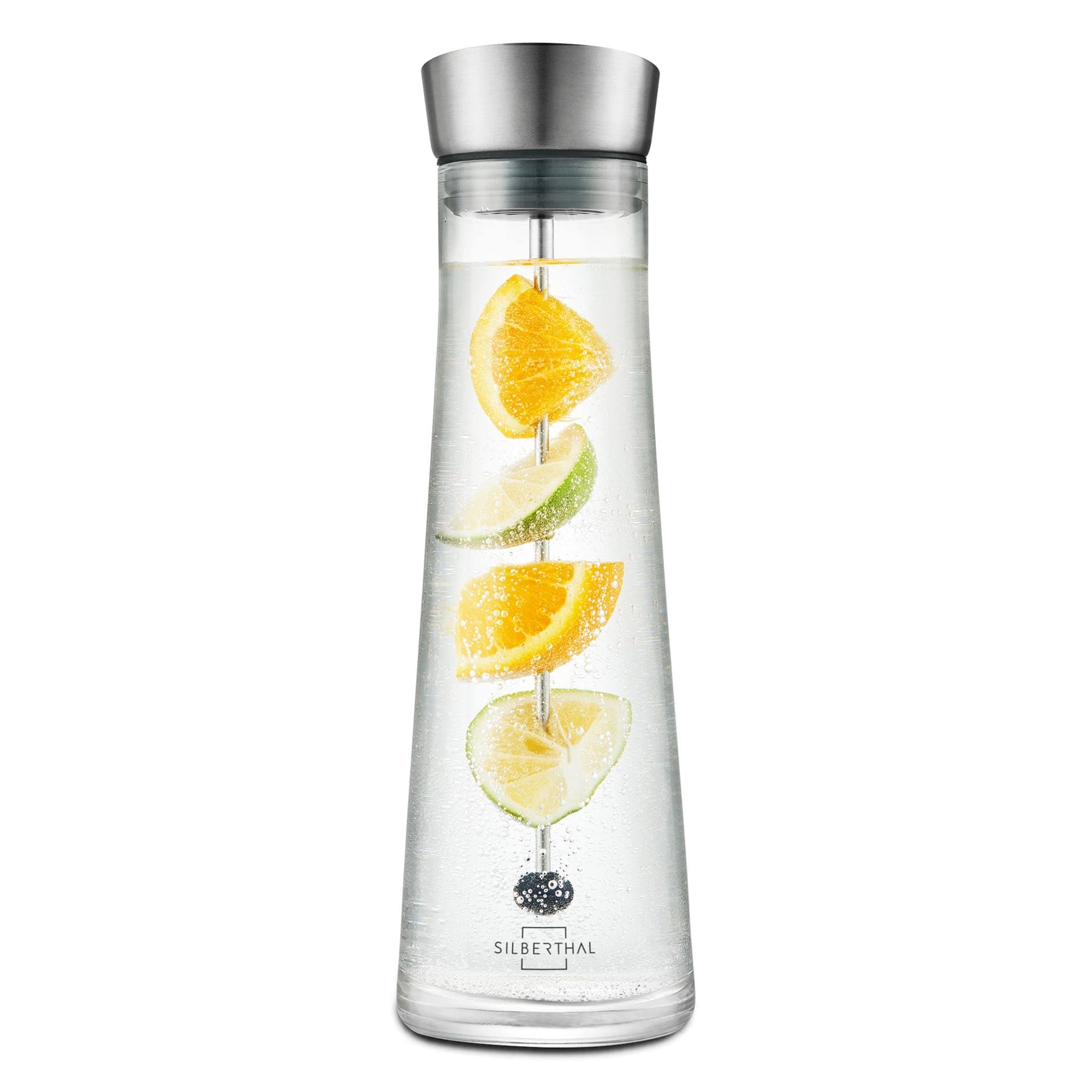 Glass Bottle with Pouring Lid 1L – Removable Infuser - Detox Infused Water Jug - Dishwasher Safe