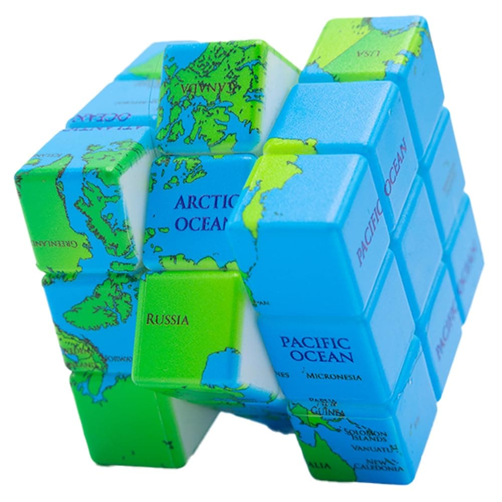 Magic Cube Puzzles Toys Classics Cube for Kids & Adults (World Map 3x3)
