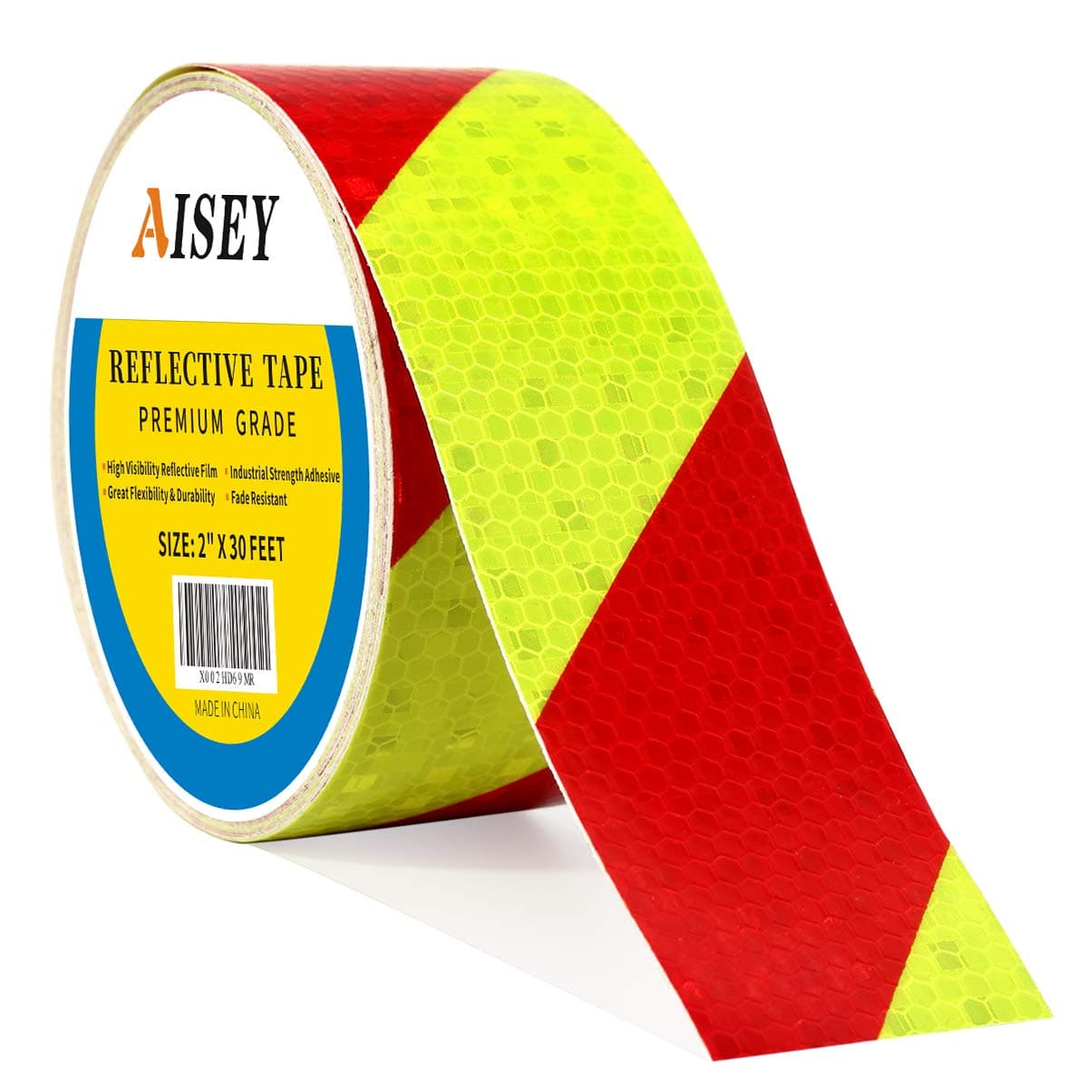 Reflective Tape Conspicuity Waterproof Yellow/Red Safety Caution Strips Tape Outdoor, Reflector Hazard Tape Stickers, Trailer Reflectors 2” X 30ft