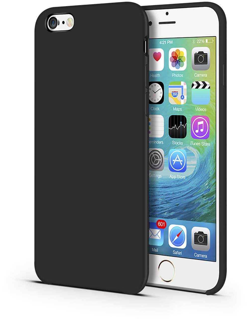 CellEver iPhone 6 Plus / 6s Plus Case, Liquid Guard Silicone Rubber Shockproof Case with Soft Microfiber Cloth Cushion for Apple iPhone 6 Plus / 6S Plus 5.5" (Black)