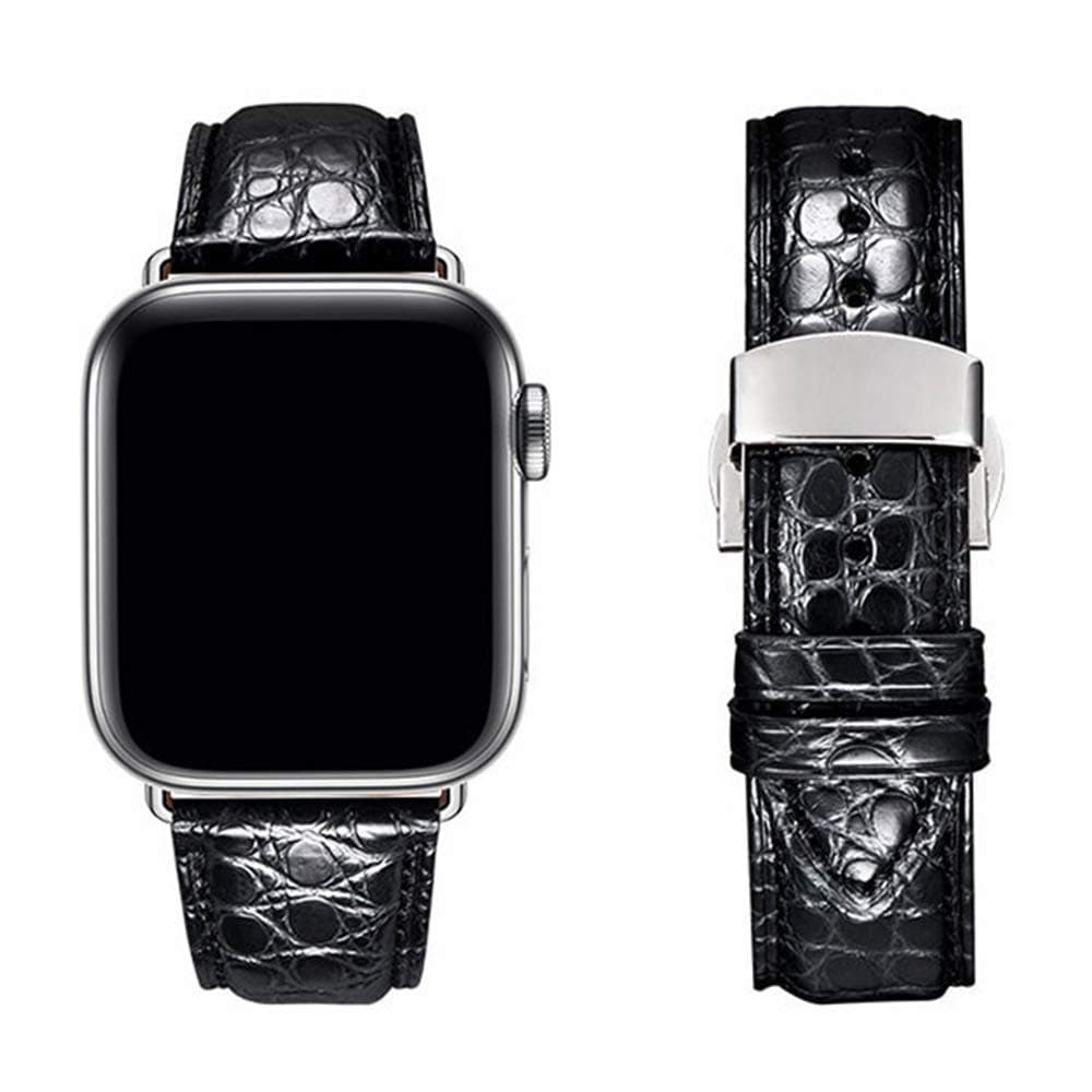 Compatible with Apple Watch Alligator Strap 49mm 45mm 44mm 40mm 41mm Real Crocodile Replacement Band for iWatch Series 9 8 7 6 5 4 SE,Ultra/Ultra 2