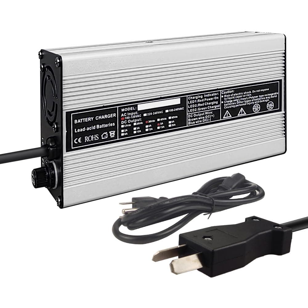 Abakoo New 36V 5A Golf Cart Battery Charger with CrowsFoot Plug