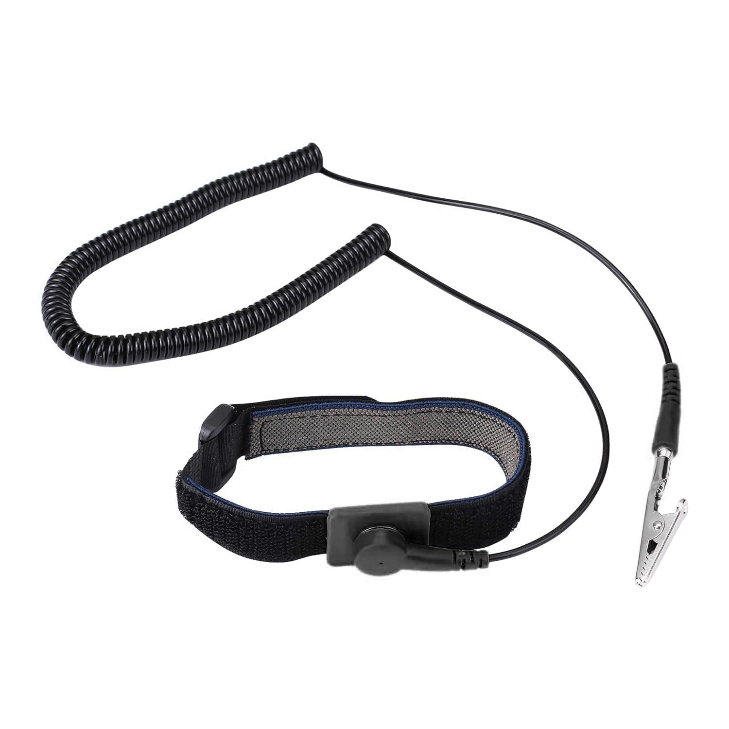 静電気防止リストストラップ、27.9 cm 静電気防止リストバンド 接地ブレスレット ワニ口クリップと延長可能なロングケーブル付き、手首周り6インチから8.5インチにフィット[ブラック]