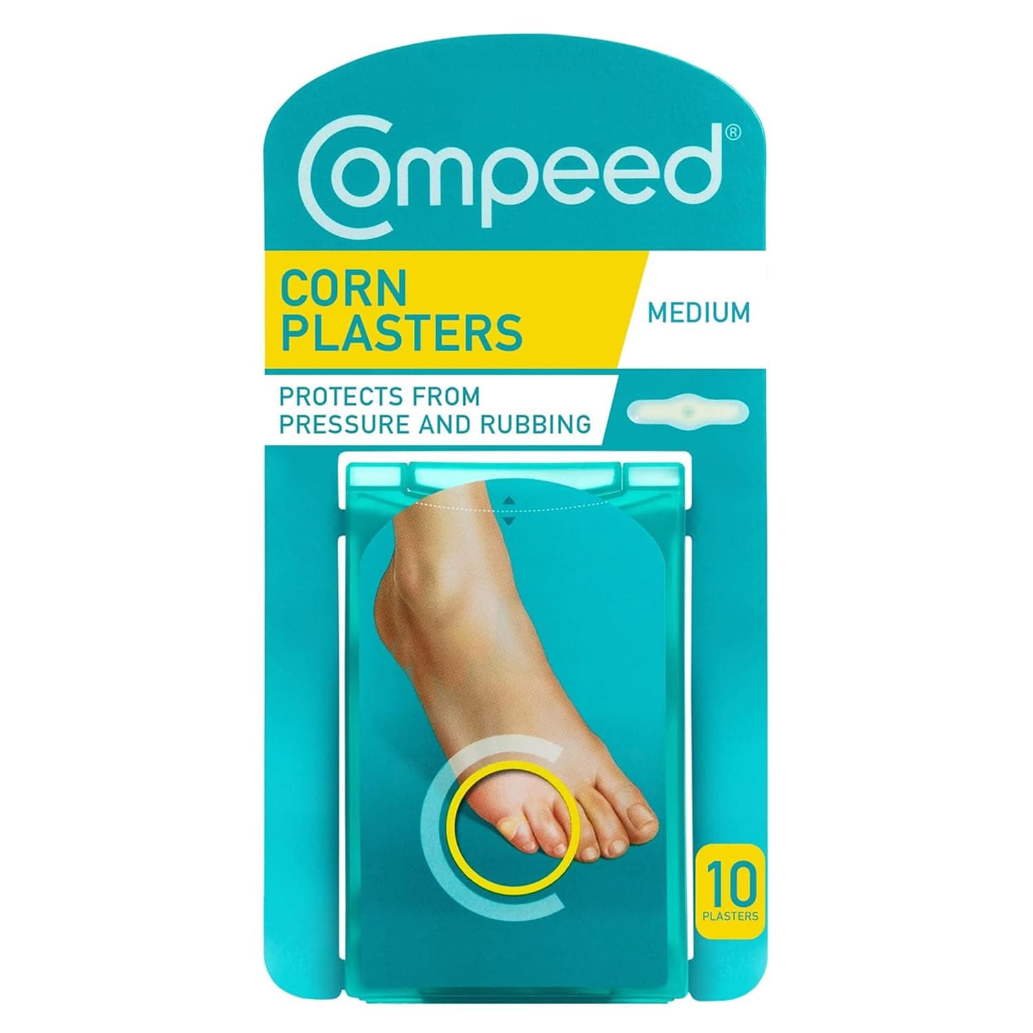 Corn Medium Size Plasters, 10 Hydrocolloid Plasters, Foot Care, Fast Natural Corn Removal, Pain and Pressure Relief