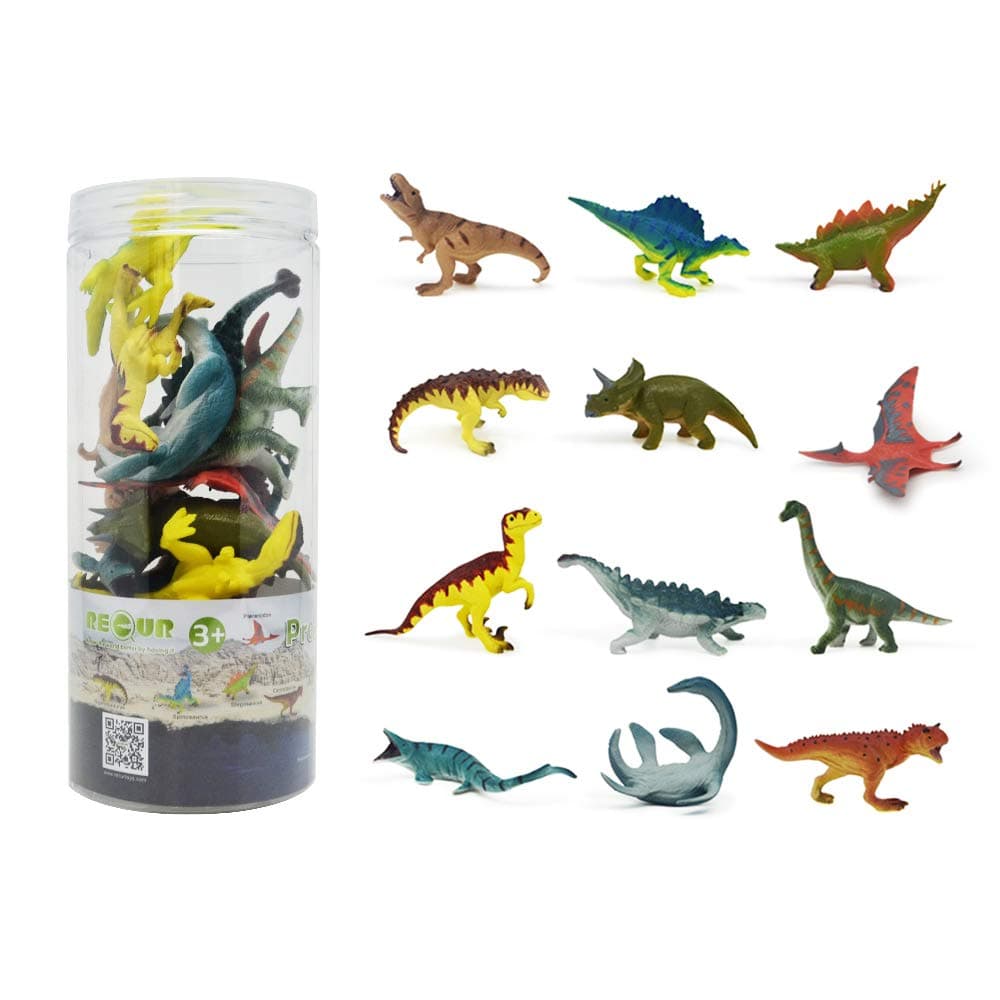 RECUR 12PCS Assorted Prehistoric Animals PLAYSET, Ages 3+
