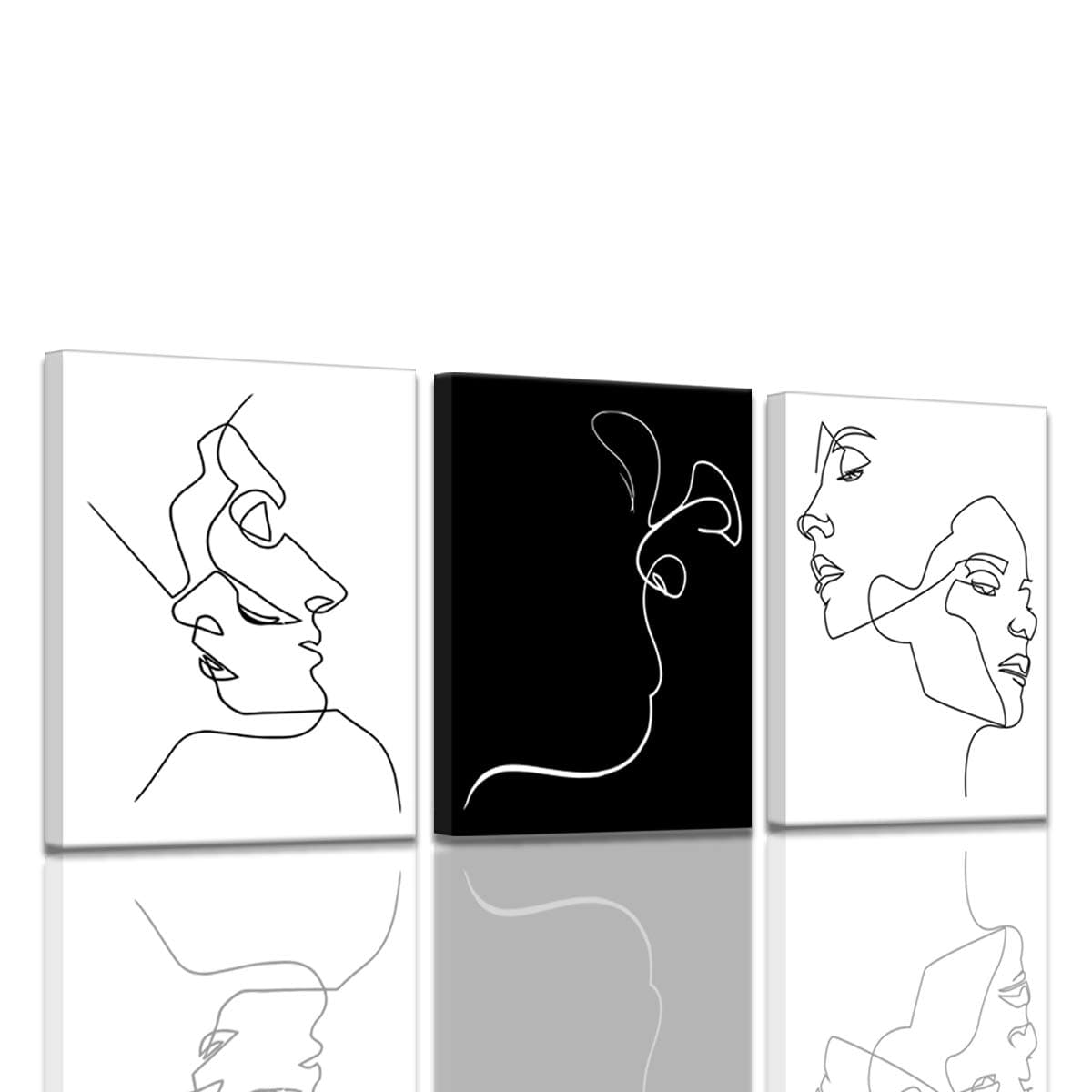 Black and White Wall Art Line Drawing Modern Minimalist Wall Decor for Couples Bedroom Lovers Abstract Art Wall Prints Aesthetic Room Decor Stretched Artwork for Home Walls Canvas Wall Art for Bedroom