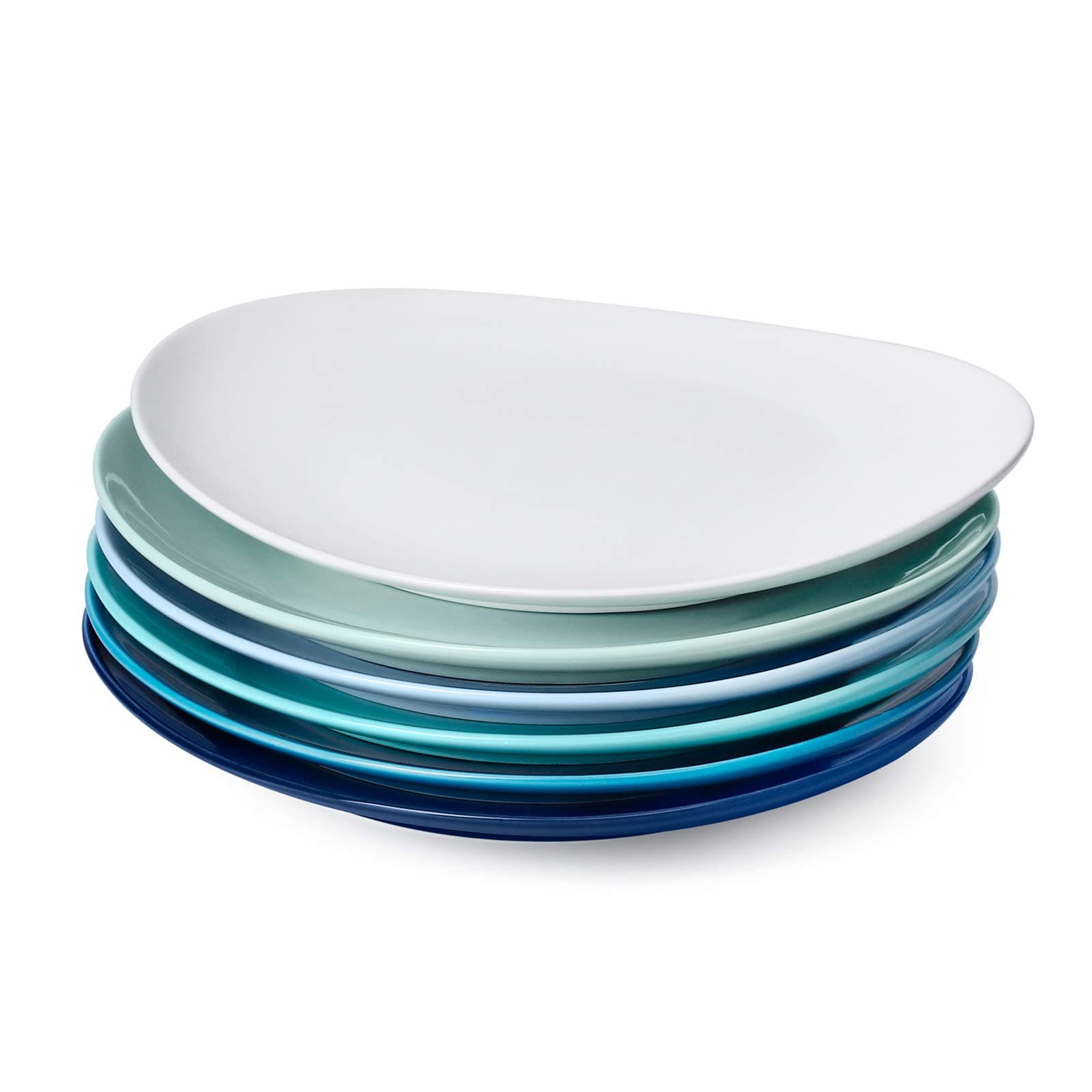 Porcelain Dinner Plates - 11 Inch Dinner Plates Set of 6 - Dishwasher, Microwave, Oven Safe - Azure Dreamscape Color