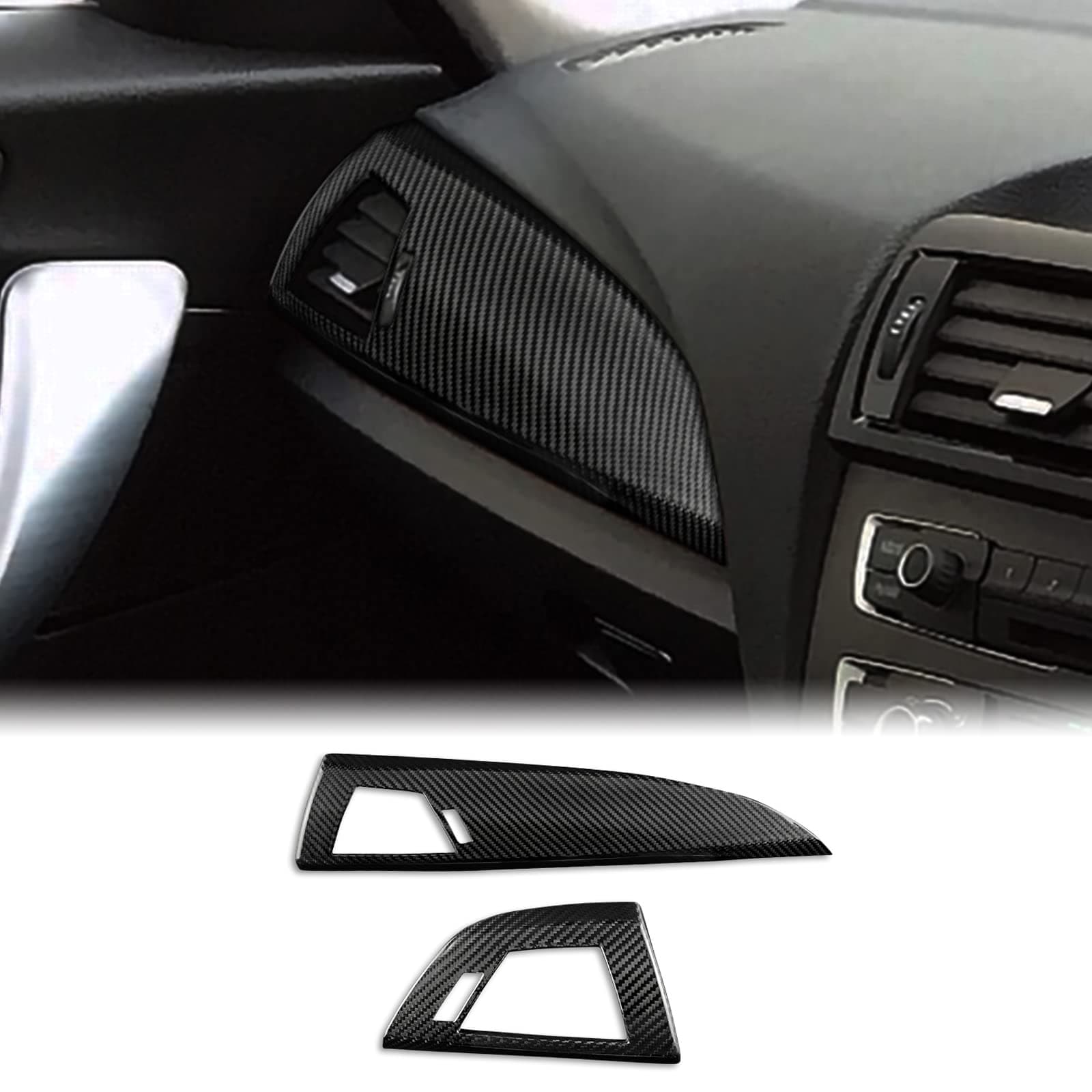 for BMW 1 2 Series F20 F21 F22 Carbon Fiber Accessory Car Dashboard Panel Cover & Air Vent Sticker Decal Decoration Interior Trim (Black)