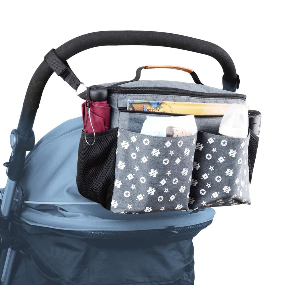 Bottle Organiser Bag with Bottle Holders & Shoulder Strap as Nappy Messenger Bag(Grey)