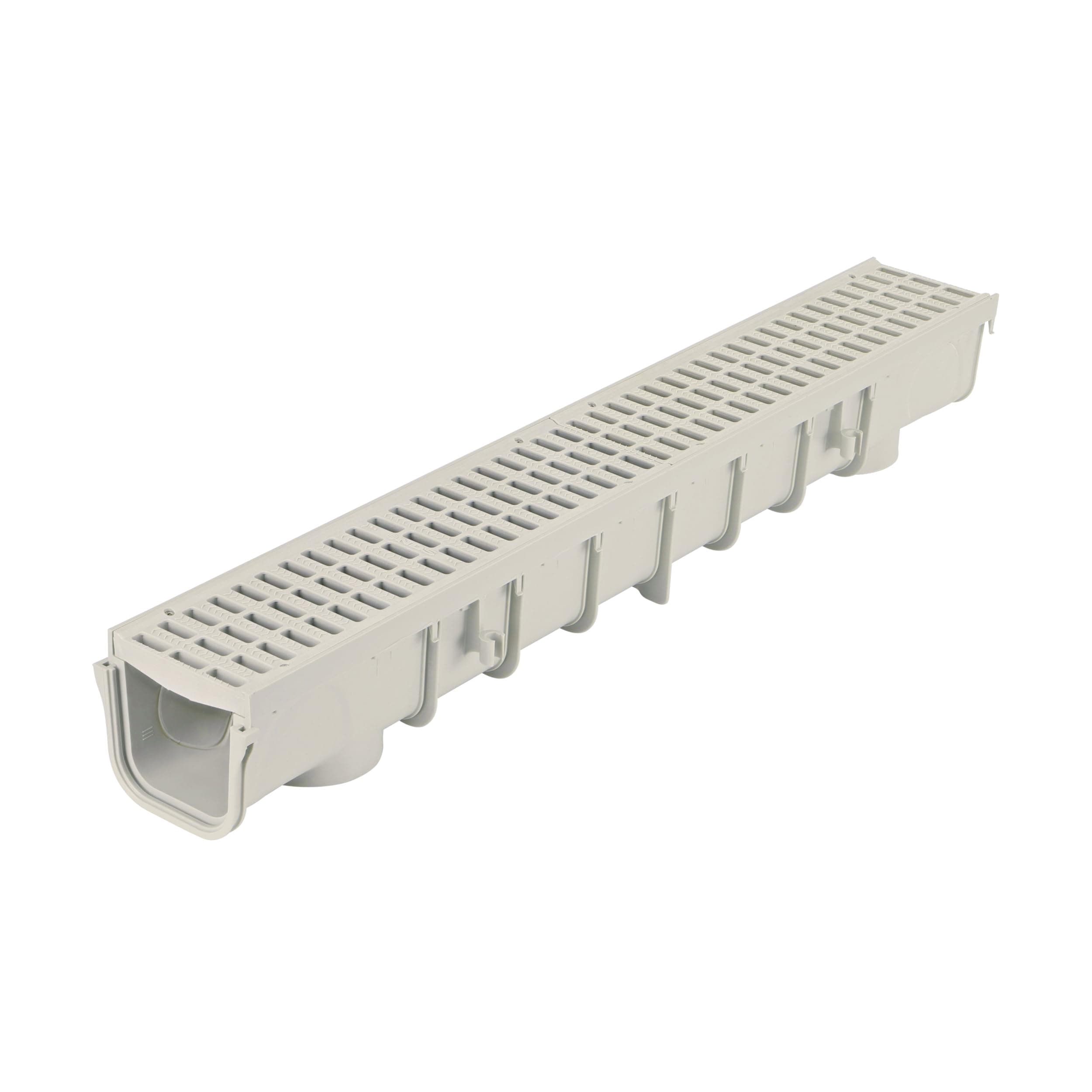 NDS Pro Series Drain Kit 5-1/2 in. X 39-3/8 in. Deep Profile Channel, Gray Plastic Grates, End Caps/Outlet, 5