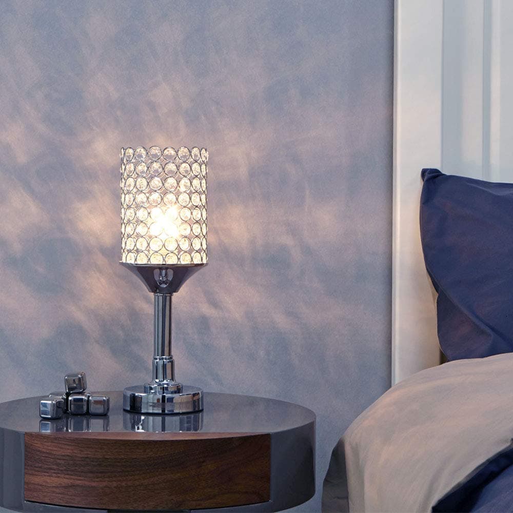 Modern Crystal Silver Bedside Table lamp,Crystal Lamp for Bedroom,Living Room,Romantic Atmosphere Lighting