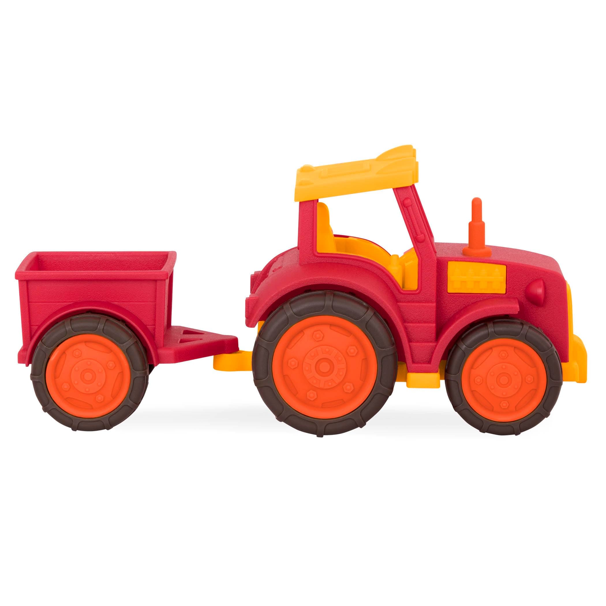 Wonder Wheels – Red Toy Tractor and Trailer – Farm Toys for Kids, Toddlers – Pretend Play – Recyclable Materials – 1 Year +