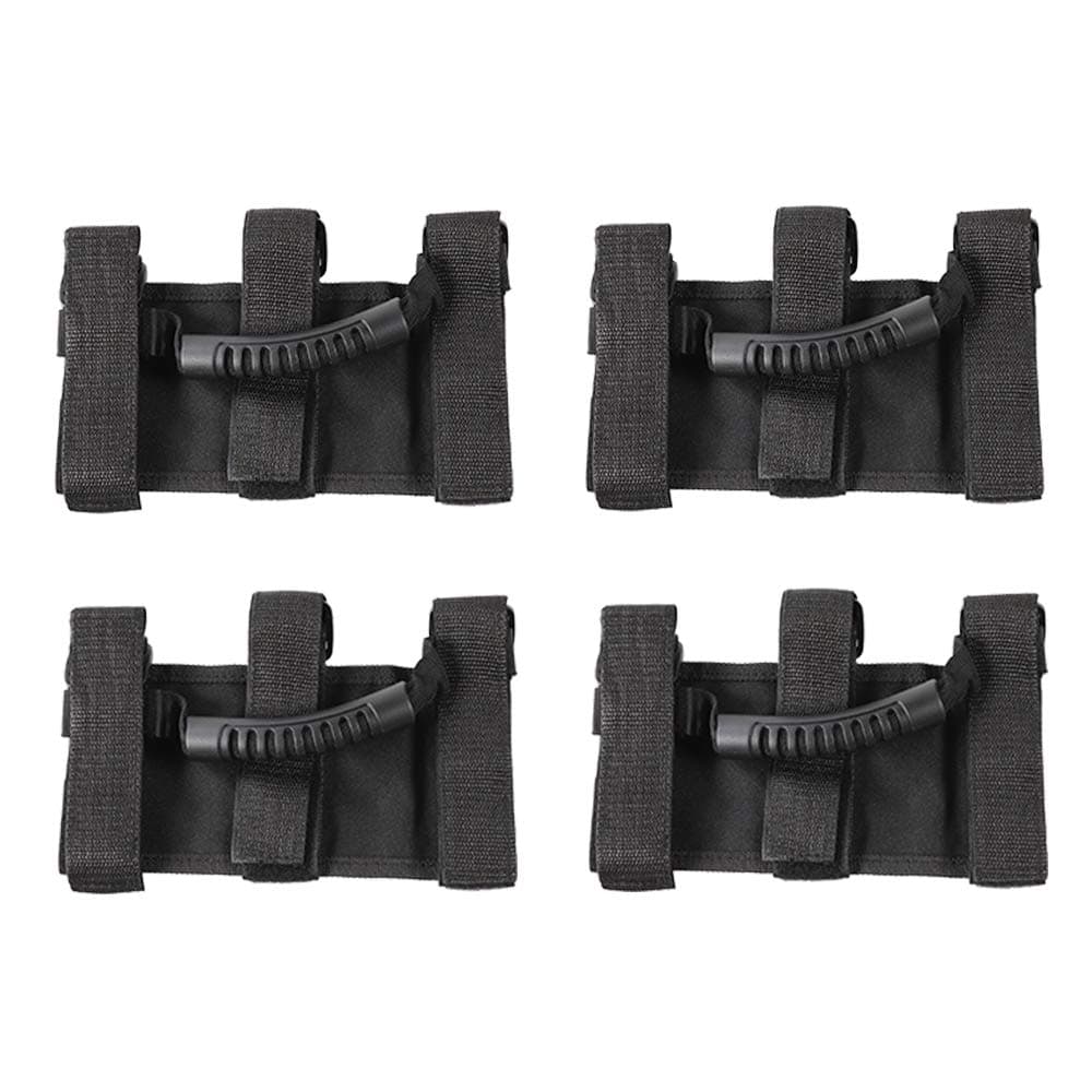 Savadicar 4X Roll Bar Grab Handles Grip Handle Compatible with 1955-2023 Jeep Wrangler YJ CJ TJ JK JKU JL JLU & Gladiator JT Sports Sahara Freedom Rubicon & Unlimited X, Interior Accessories, Black