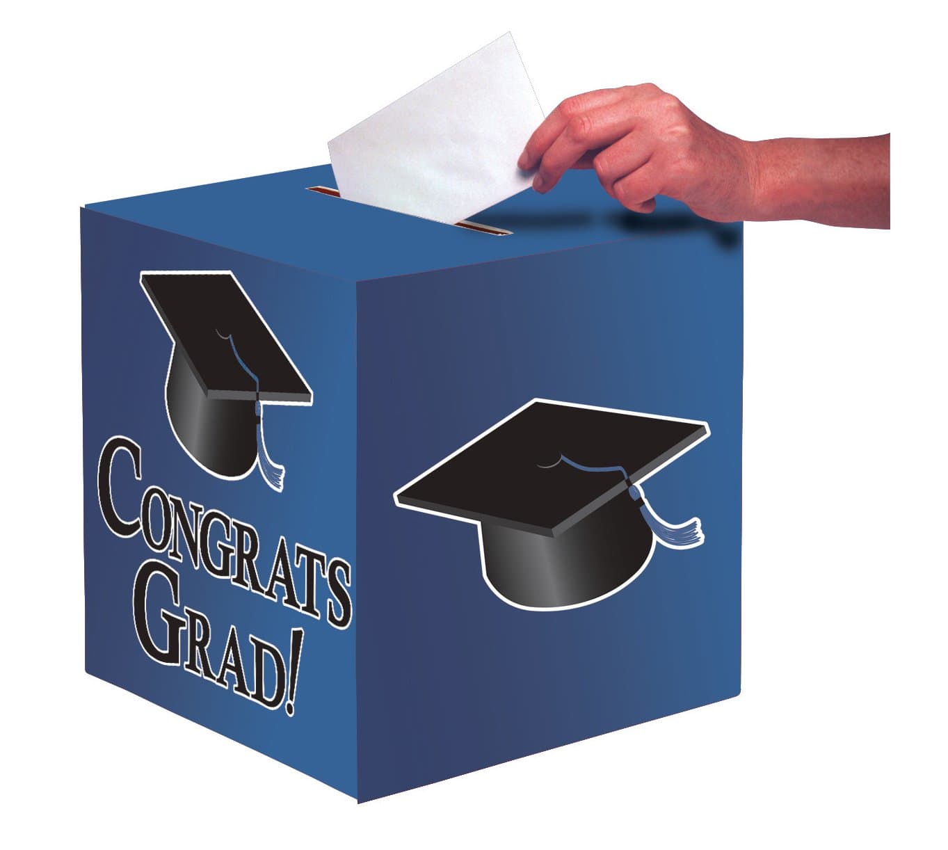 Graduation Card Holder Box, Congrats Grad, True Blue , One size -