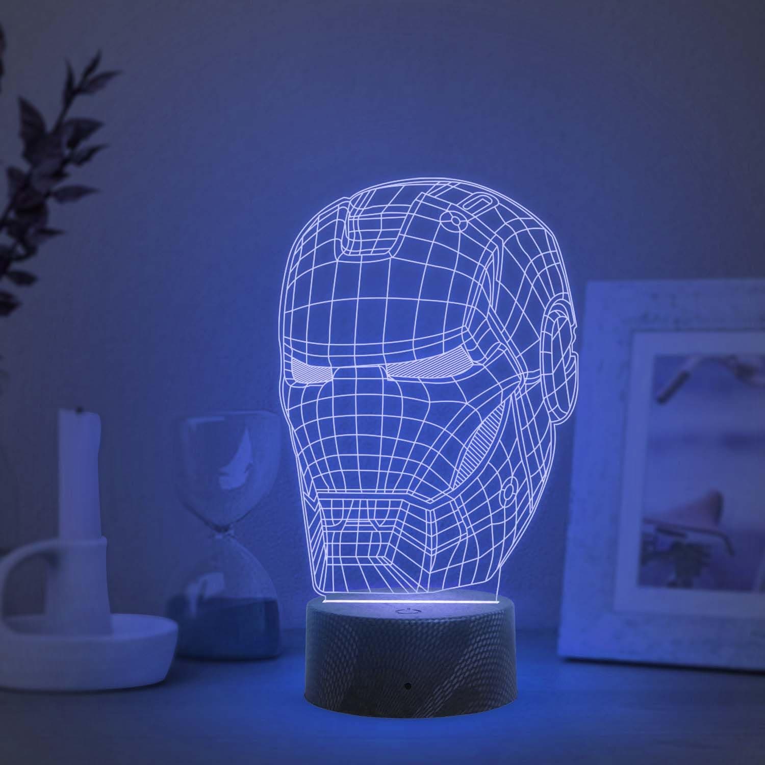 3D Illusion Iron Man534 Acrylic Led Lamp With 7 Color Changing Light And 3 Lighting Moods (Multicolour, Pack of 1)