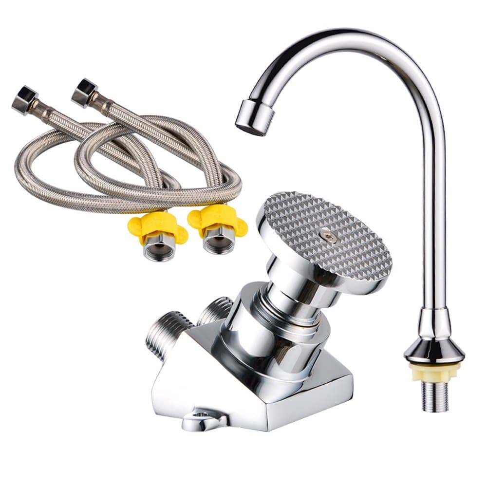 Neilyn Oblique Foot Pedal Faucet Laboratory Full Copper Faucet Tap Switch Valve Hospital Food Factory Surgery Wash The Mixer Taps (With Two 100mm Hoses)