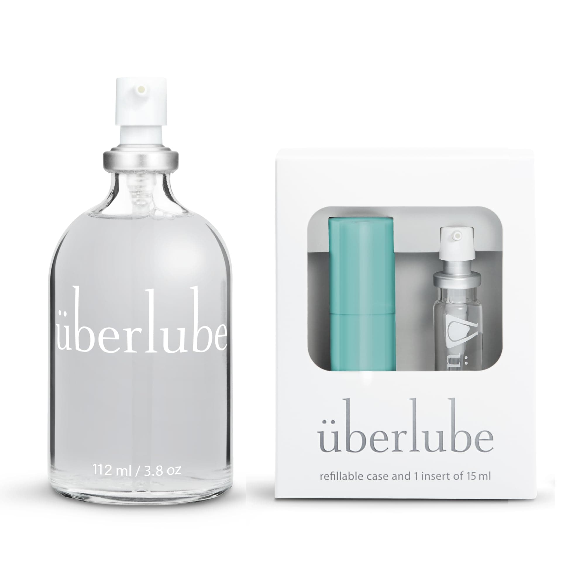 UberlubeHome and Travel Bundle - Aqua Travel Lube Kit + 112ml Bottle Silicone Lube, Unscented, Flavorless, Works Underwater - 112ml + Aqua Kit