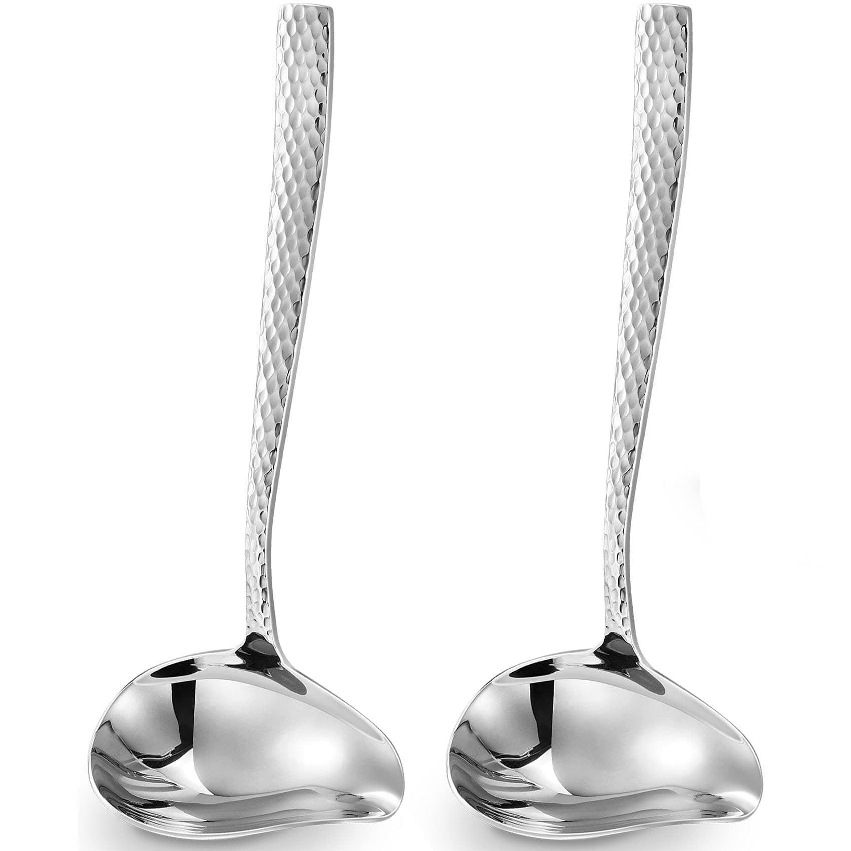 Louis Hammered 18/10 Stainless Steel Sauce Ladle With Pouring Spout, Great small sauce spoon for gravies and dressings, 7.4 Inch, Dishwasher Safe (2)