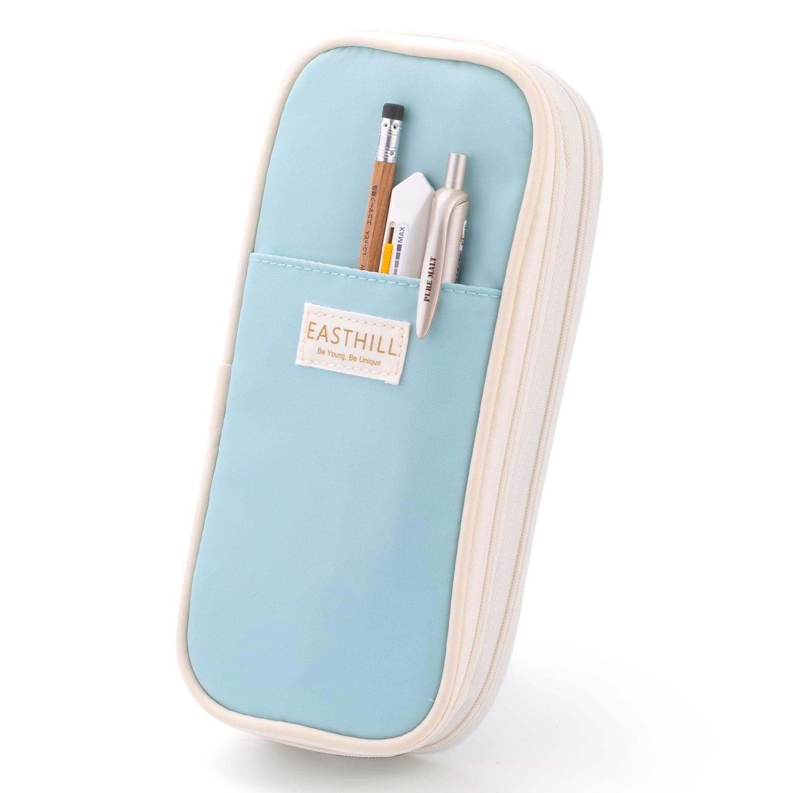 EASTHILL Big Capacity Pencil Case Large Pencil Pouch Stationery Pen Bag for Teen Girls-Blue