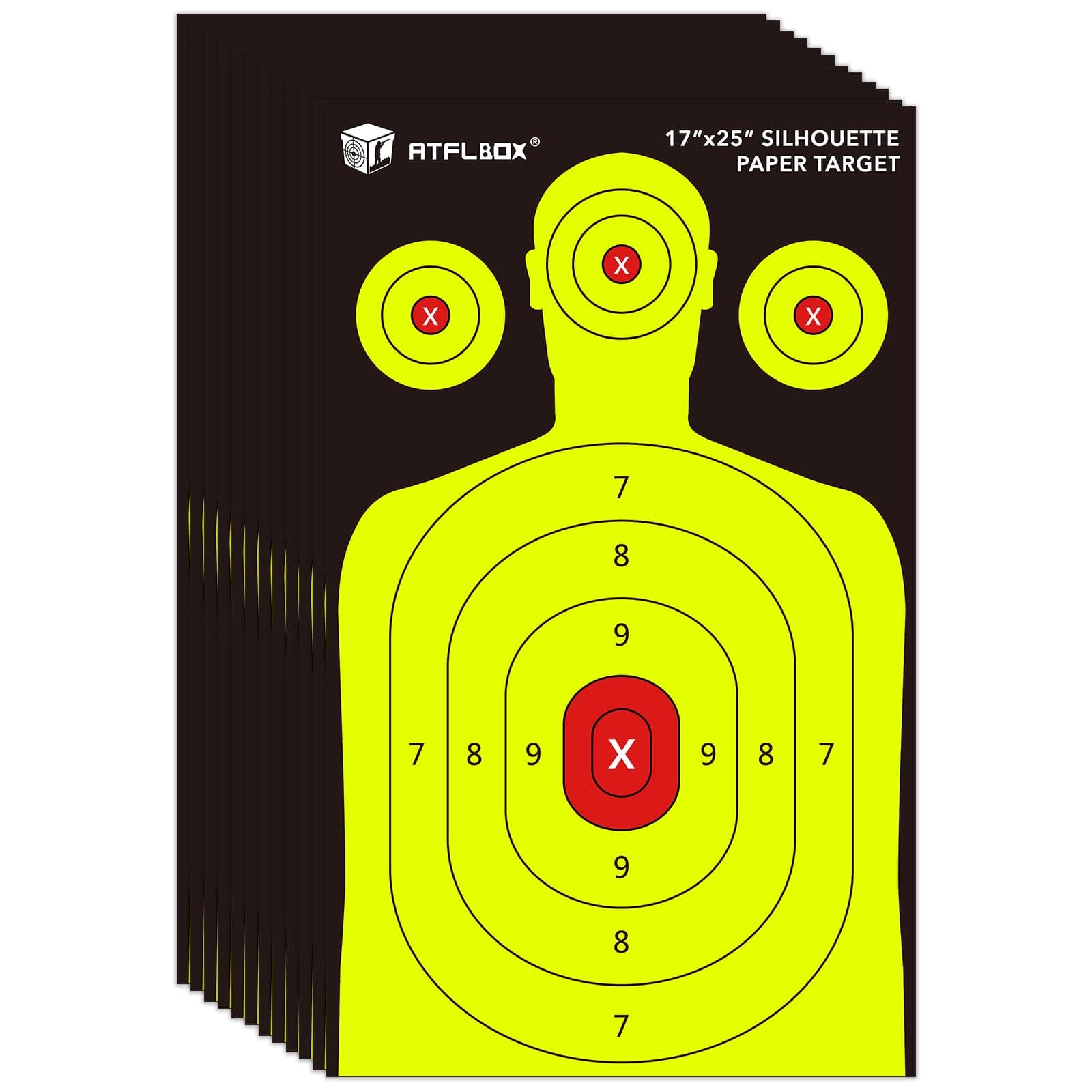Atflbox Silhouette Paper Target for The Range, 17X25 Inch High Visibility Target Paper for Indoor and Outdoor Shooting Practice, Suitable for Handgun, Pistol, Rifle, Airgun, Pellet BB Gun