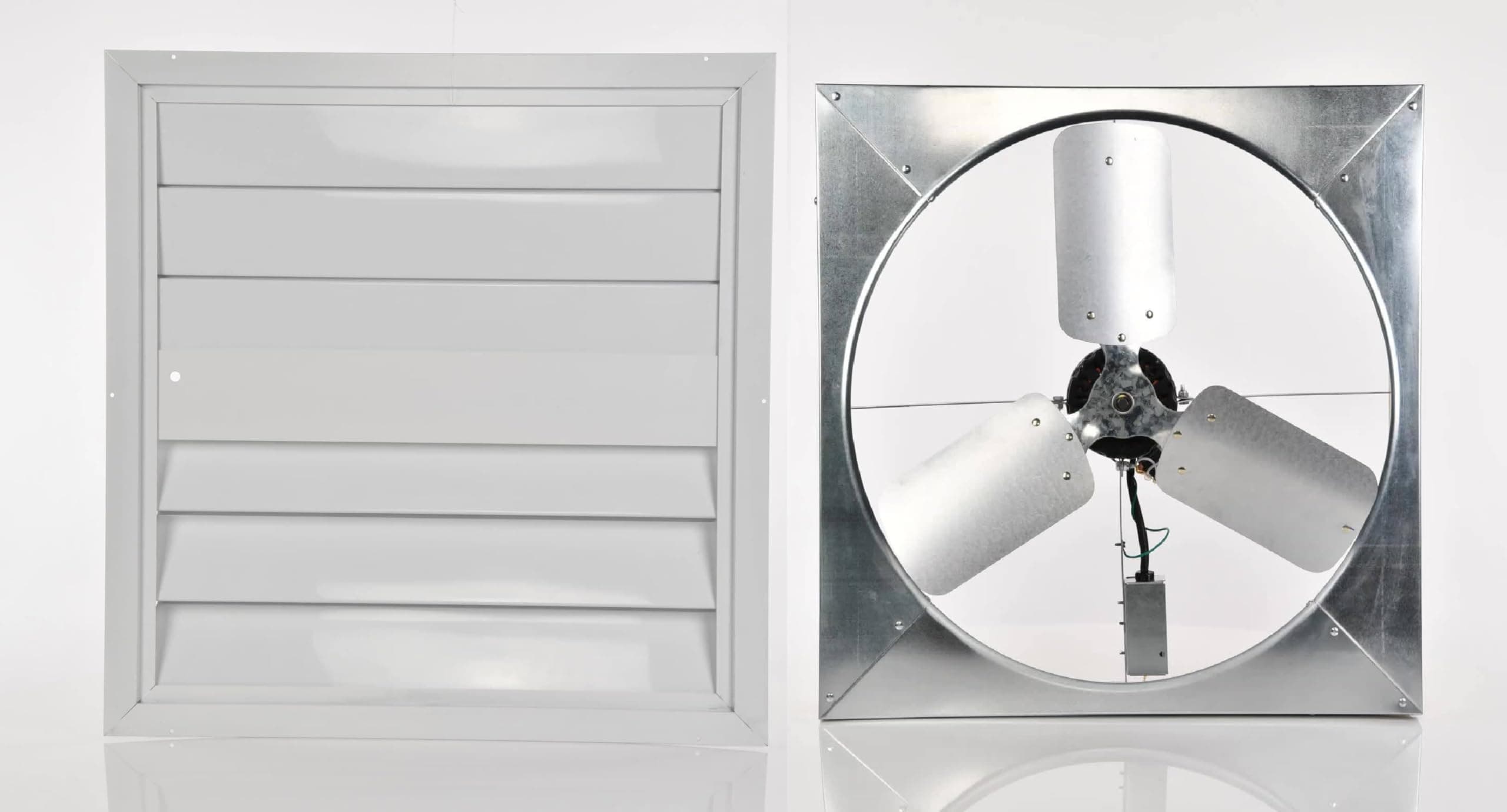 Master Flow GAF 24" Direct Drive 4500 CFM Whole House Fan with Shutter - 1/4 HP Permanent split-capictor Motor - Pull Chain Operation - WHFS24M