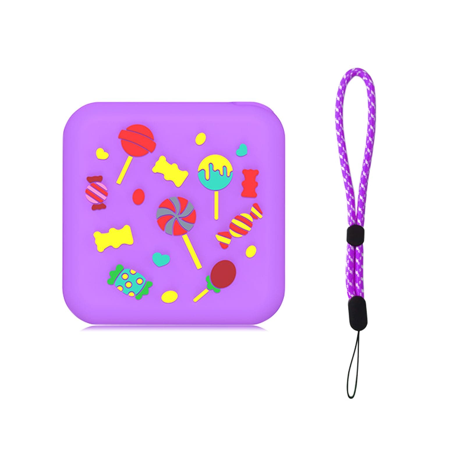 Cover for Yoto Mini Music Player, Silicone Case Sleeve Protector with Nylon Lanyard Strip, Purple