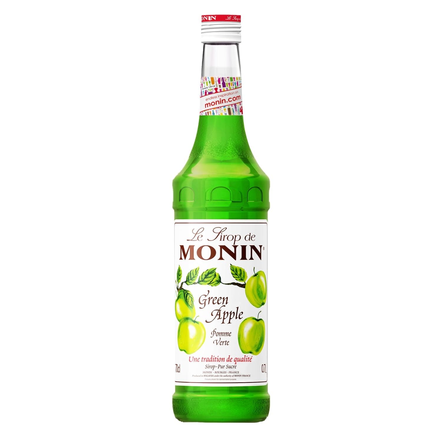 MONIN Premium Green Apple Syrup 700ml for Cocktails and Mocktails. Vegan-Friendly, Allergen-Free 100% Natural Flavours