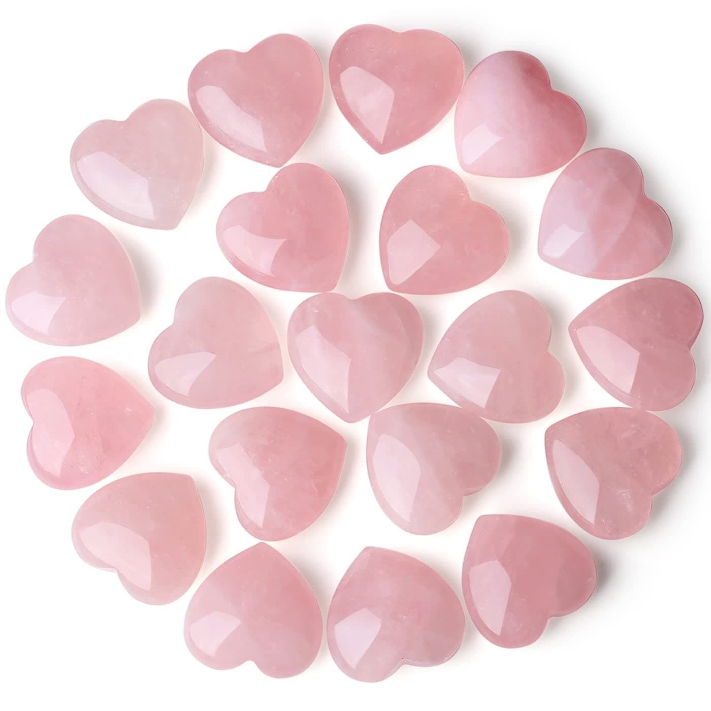 XIANNVXI 20 Pcs Rose Quartz Crystals Rose Quartz Heart Rose Quartz Stones Pink Rose Quartz Crystal Gifts for Women Pink Gifts for Women Reiki Healing
