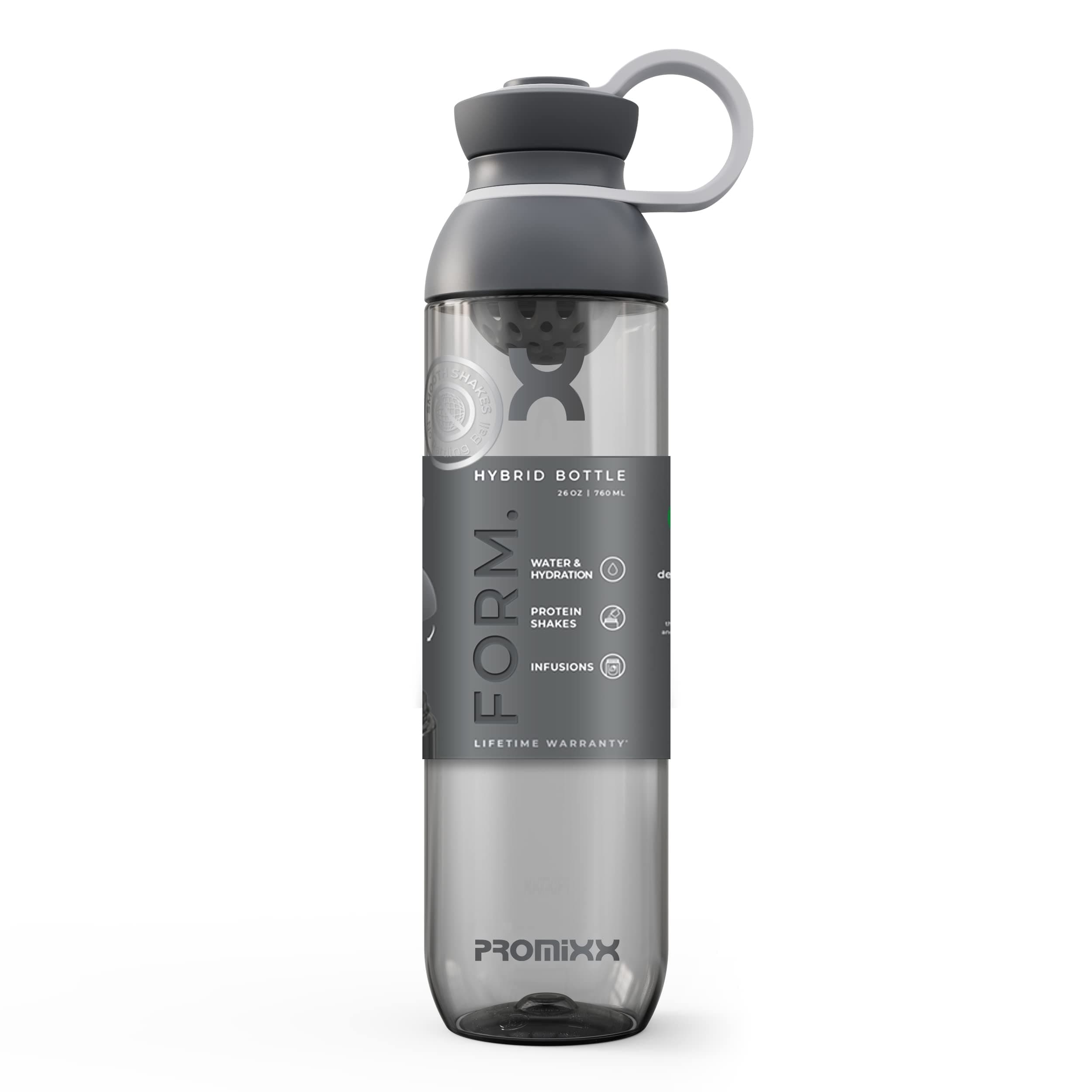 FORM Protein Shaker Bottle for Protein Shakes Infusions and Hydration - Durable Gym Shaker Bottle, Leakproof Lid, Odourless - 760ml / 26oz (Graphite Gray)