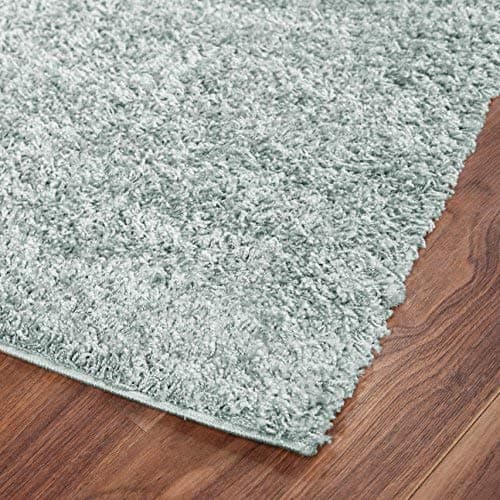 Shaggy rug pastel plush high pile carpets for living room, dining room, bedroom or nursery, plain, tested for harmful substances, mint, 40x60 cm