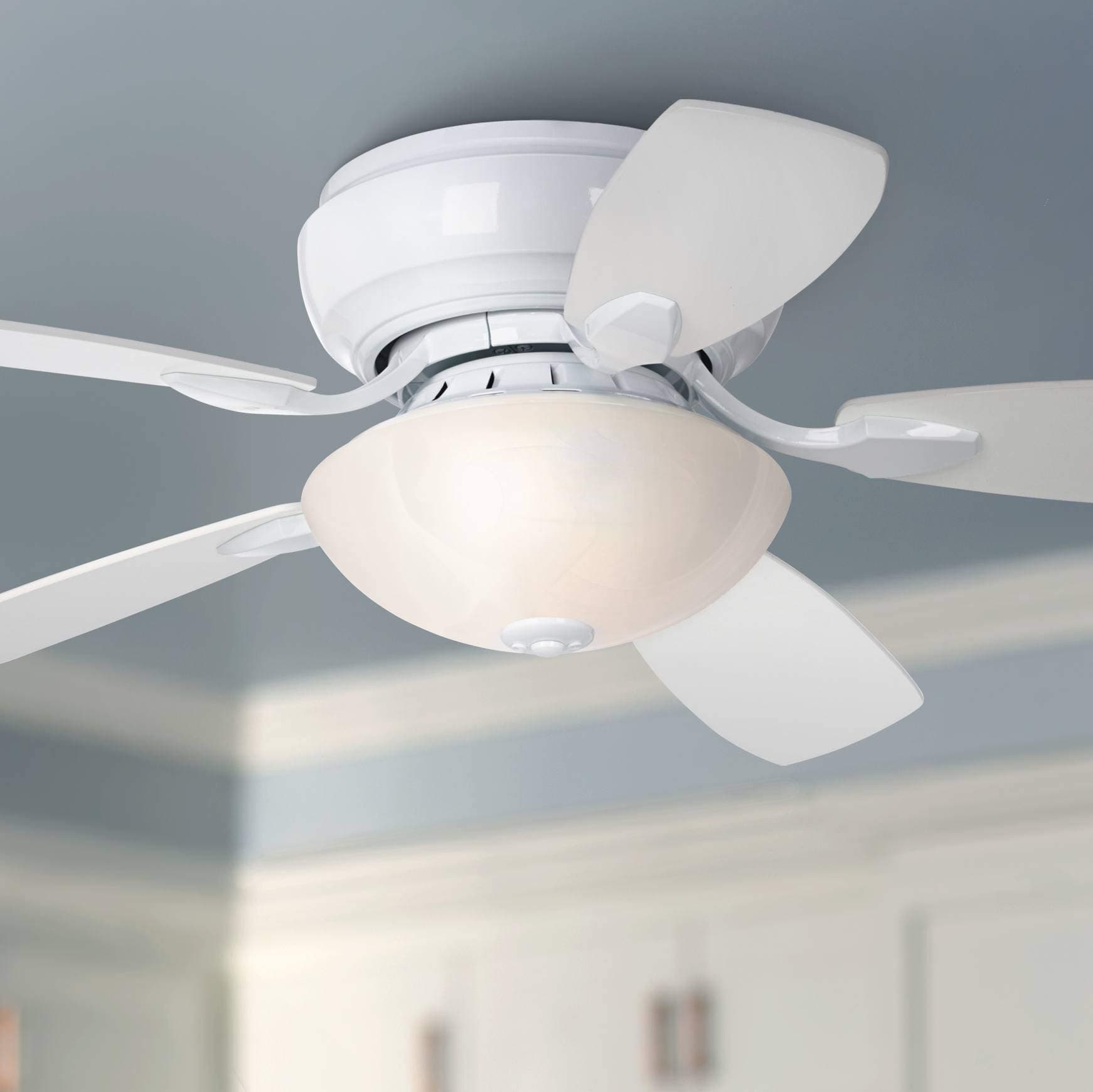 44" Casa Habitat Modern Hugger Ceiling Fan with Light LED White Reversible Blades Frosted Glass for Living Room Kitchen Bedroom Family Dining - Casa Vieja