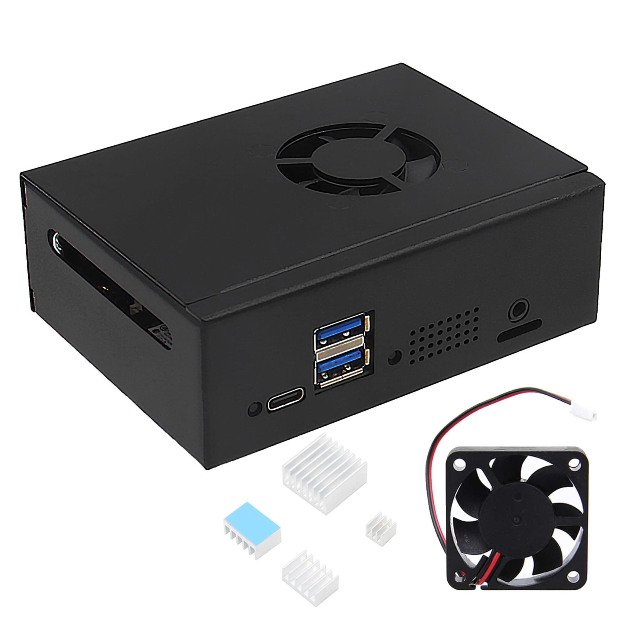 Unieleverse Orange Pi 5 Plus Case (N508) Metal Enclosure with Cooling Fan & 4 Aluminum Heatsinks Compatible with Orange Pi 5 Plus 4GB, 8GB, 16GB