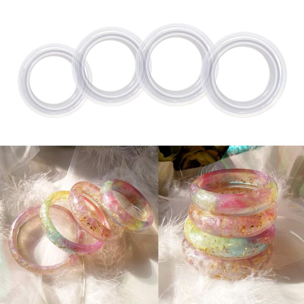 VERTTOP Better Quality DIY 4 PCS Different Size Liquid Bracelet Silicone Mould Mold Round for Resin Curve Bangle Bracelet Jewelry Making Casting Mould Handmade Craft