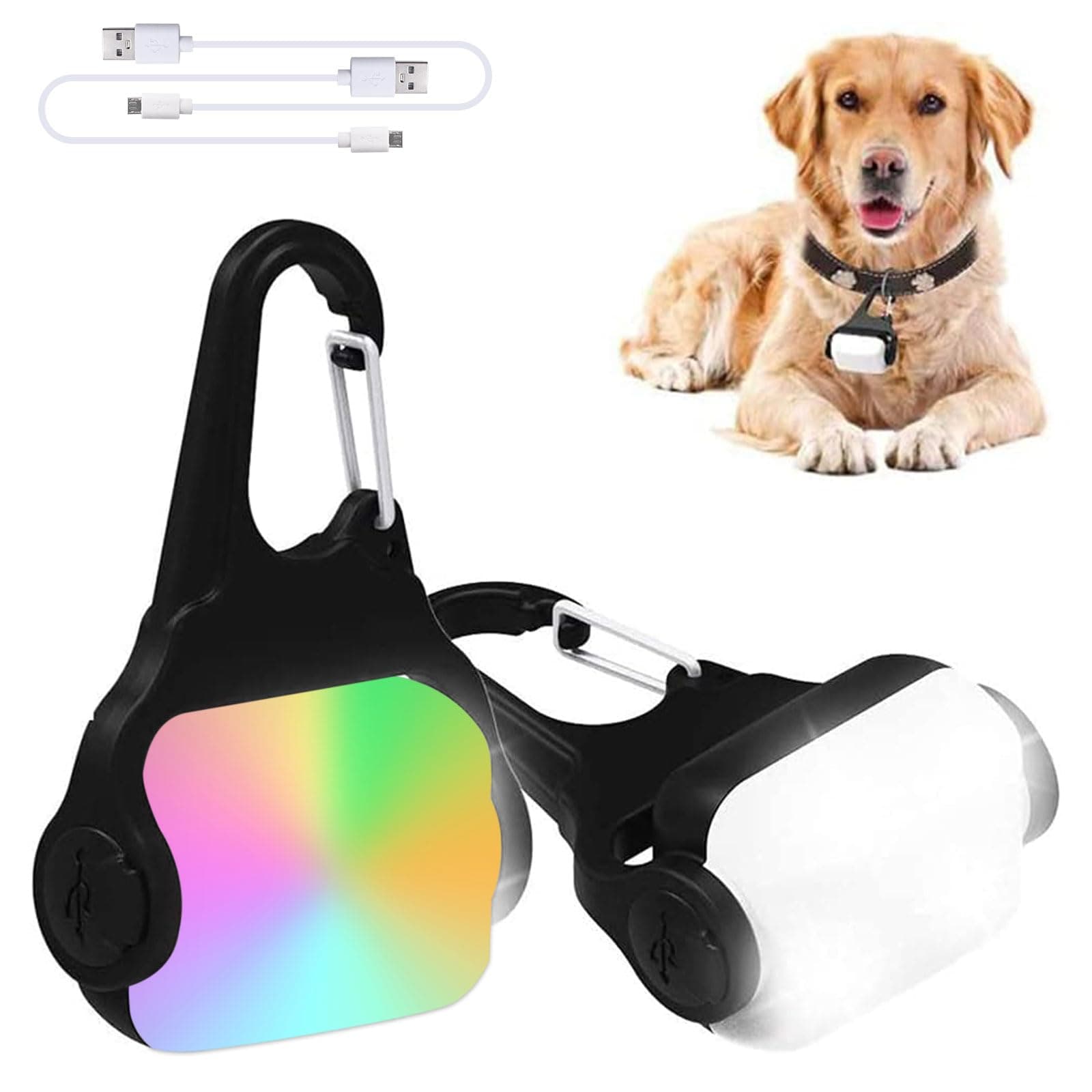 Derlights Dog Light with USB Rechargeable, Clip-On Dog Collar Light, IP65 Waterproof Led Safety Emergency Dog Lights for Night Walking Running Cats Pet Camping or Bike, 2 Pack