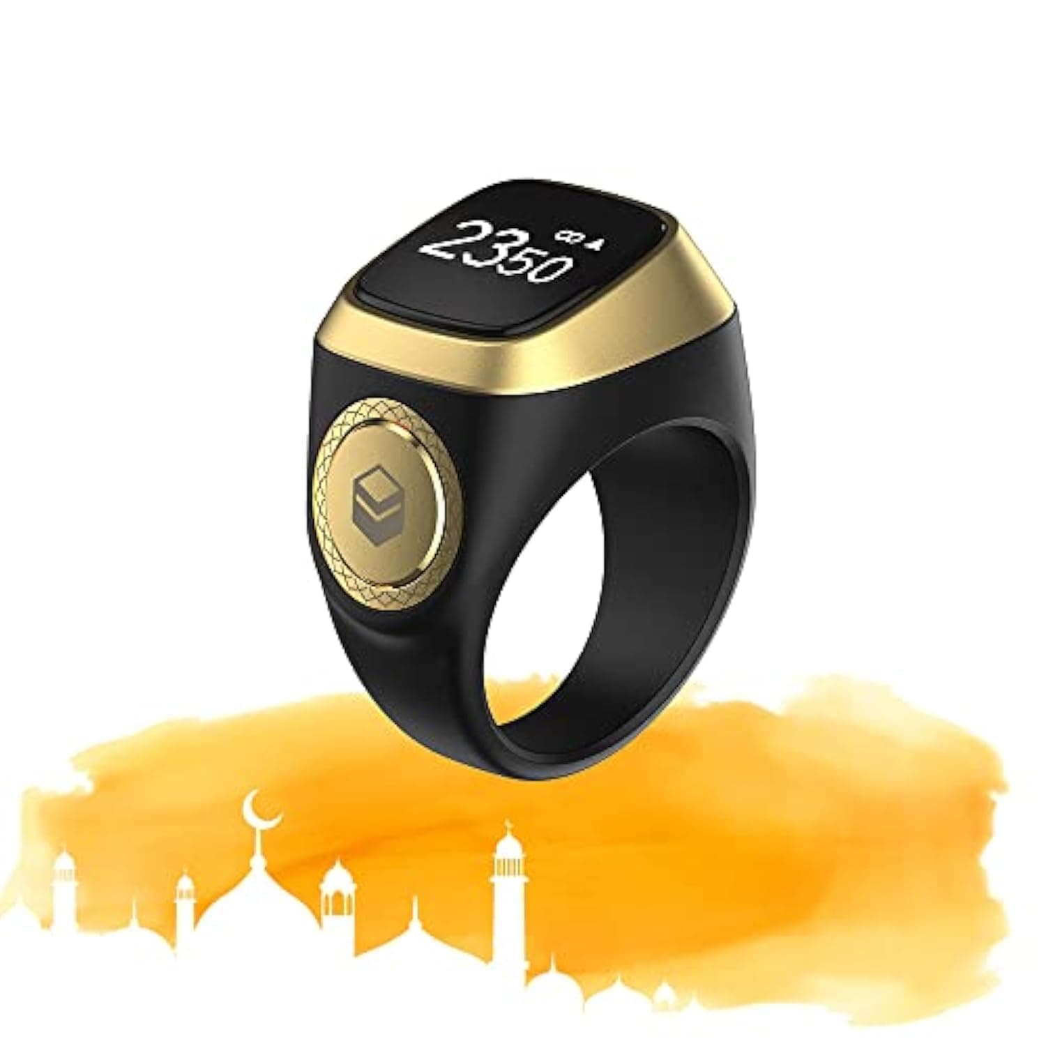 Smart Tasbih Zikr Ring- Muslim Prayer- Prayer timing reminder- OLED display- Tasbih Counter- Smart Ring- Wearable Technology- Waterproof Black 22mm- E0120BK- 20mm- USB