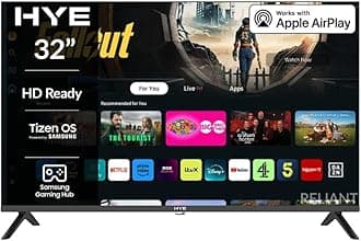 HYE TV - Smart TV, 32" Screen Size, HD Ready Resolution, Apple AirPlay, Samsung Tizen OS & Gaming Hub, Versatile Connectivity, Black, Perfect For Streaming, Gaming & Entertainment - 32HDS1008