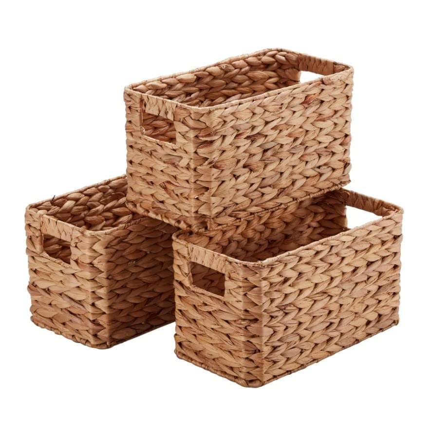 Set of 3 Small Milton Baskets | Natural Rattan Storage Boxes | W20 x D38 x H21cm