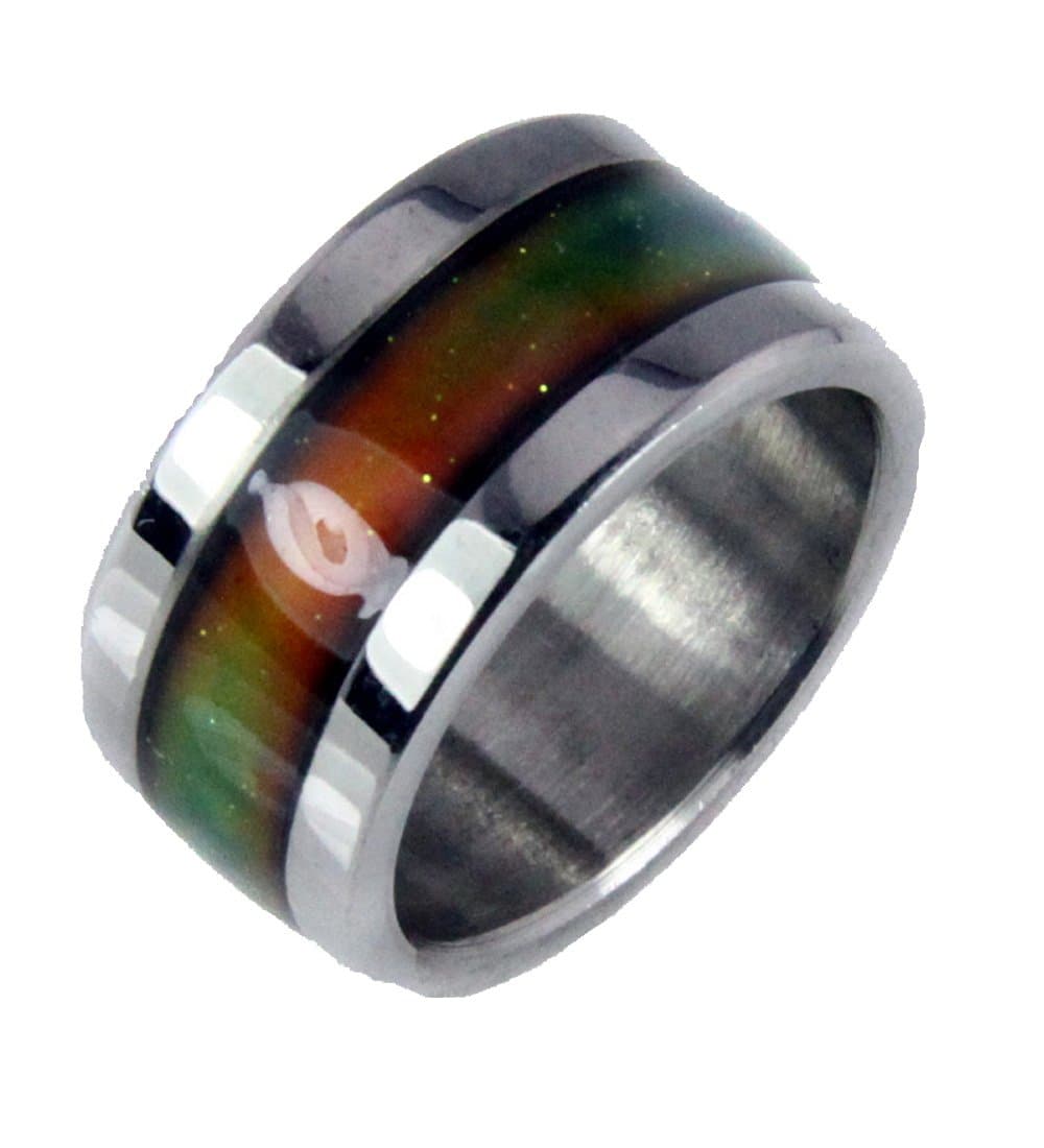 Mood Rings S16 Stainless Steel Endless Band Rainbow Colors