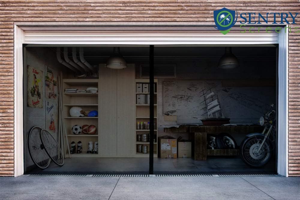 Sentry Screens Magnetic Garage Door Screen - Single (1 car) and Double (2 car) Sized - 60g Fiberglass Mesh - Stronger 1,400gs High Energy Magnets - Weighted Bottom - Black 16'wx7'h Black IHLSMSGDDBL