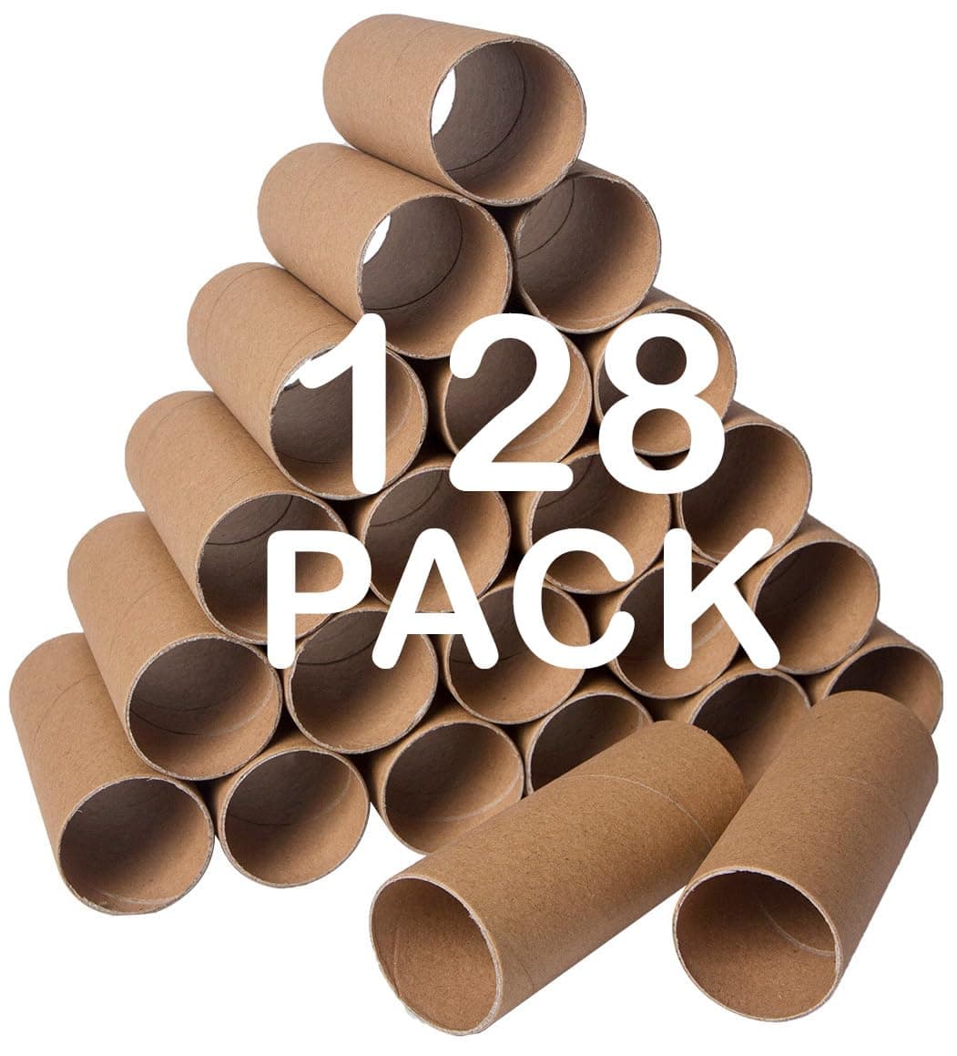 128 Pack Thick Cardboard Tubes for Crafts - Bulk Craft Rolls - Round Cardboard Tubes - Craft Tubes - Toilet Paper Rolls Crafts - Paper Tube For Crafts - Craft Round Tubes 1.57 x 3.9 Inches - Brown