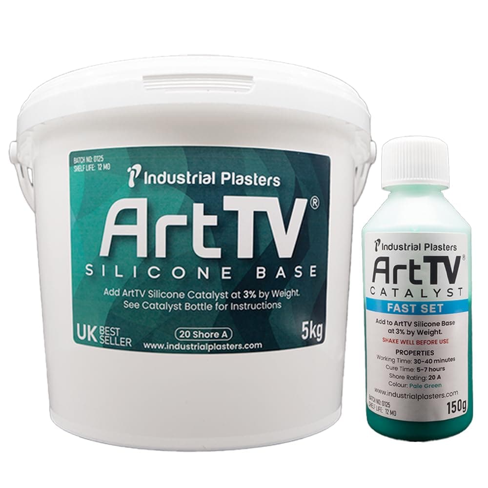 ArtTV Silicone - Rubber Moulding Kit 5kg - Base & Catalyst. Green RTV Silicone, Cold Pour, for Mould Making