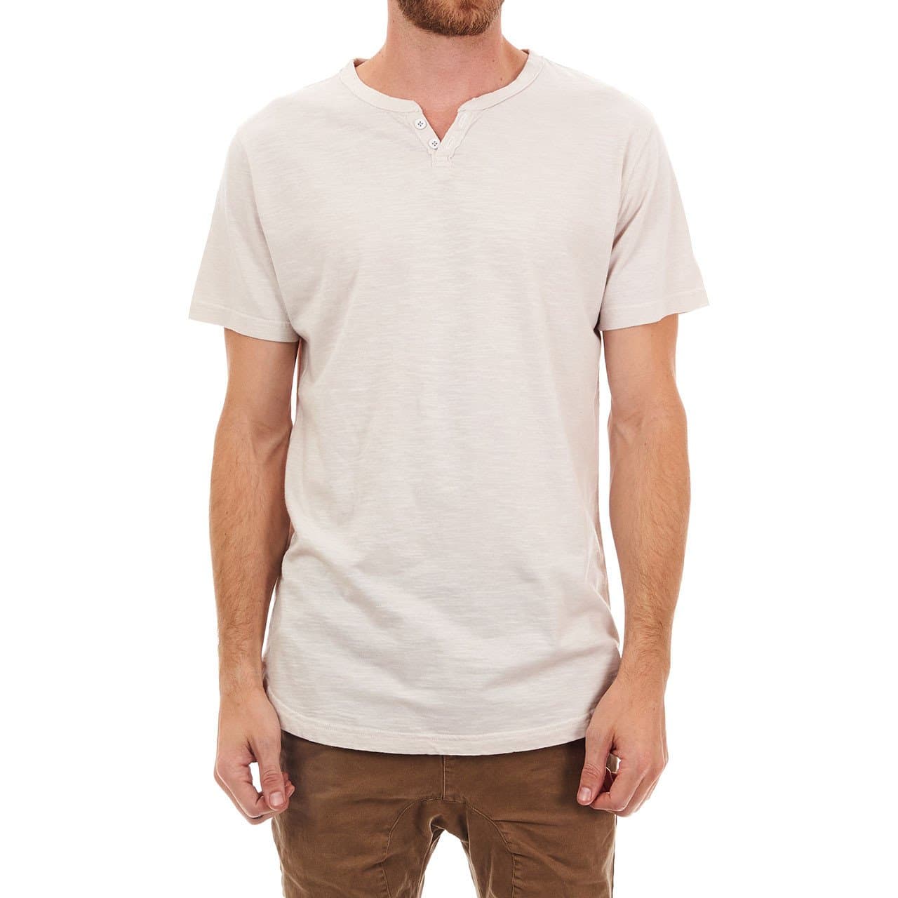 PX Clothing Men's Torey Henley in Oyster Grey