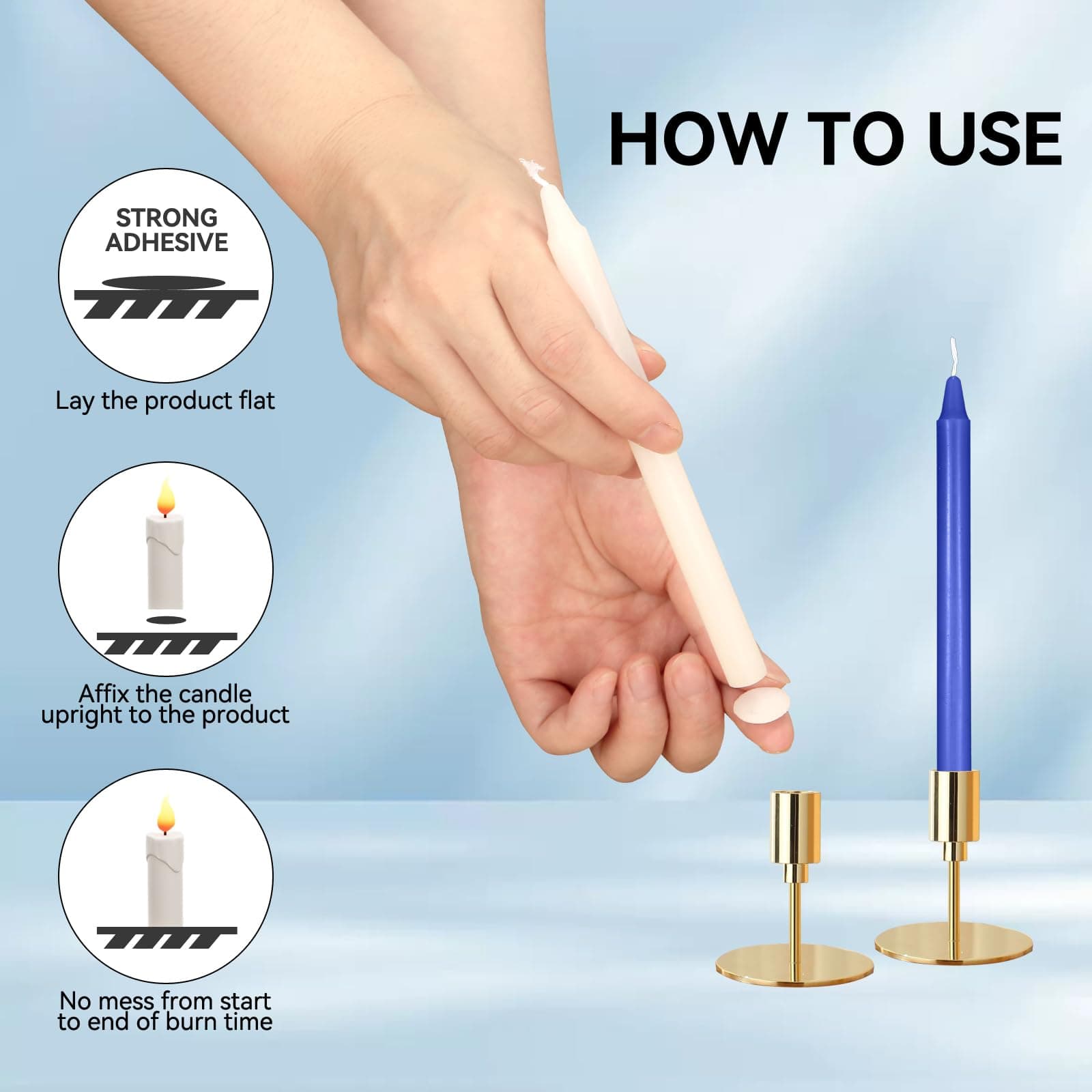 24 Pieces White Adhesive Small Candles, Accessories Candle Wax Dots- Adhesive,Wax Sticky Dots,Candl Accessories (24)