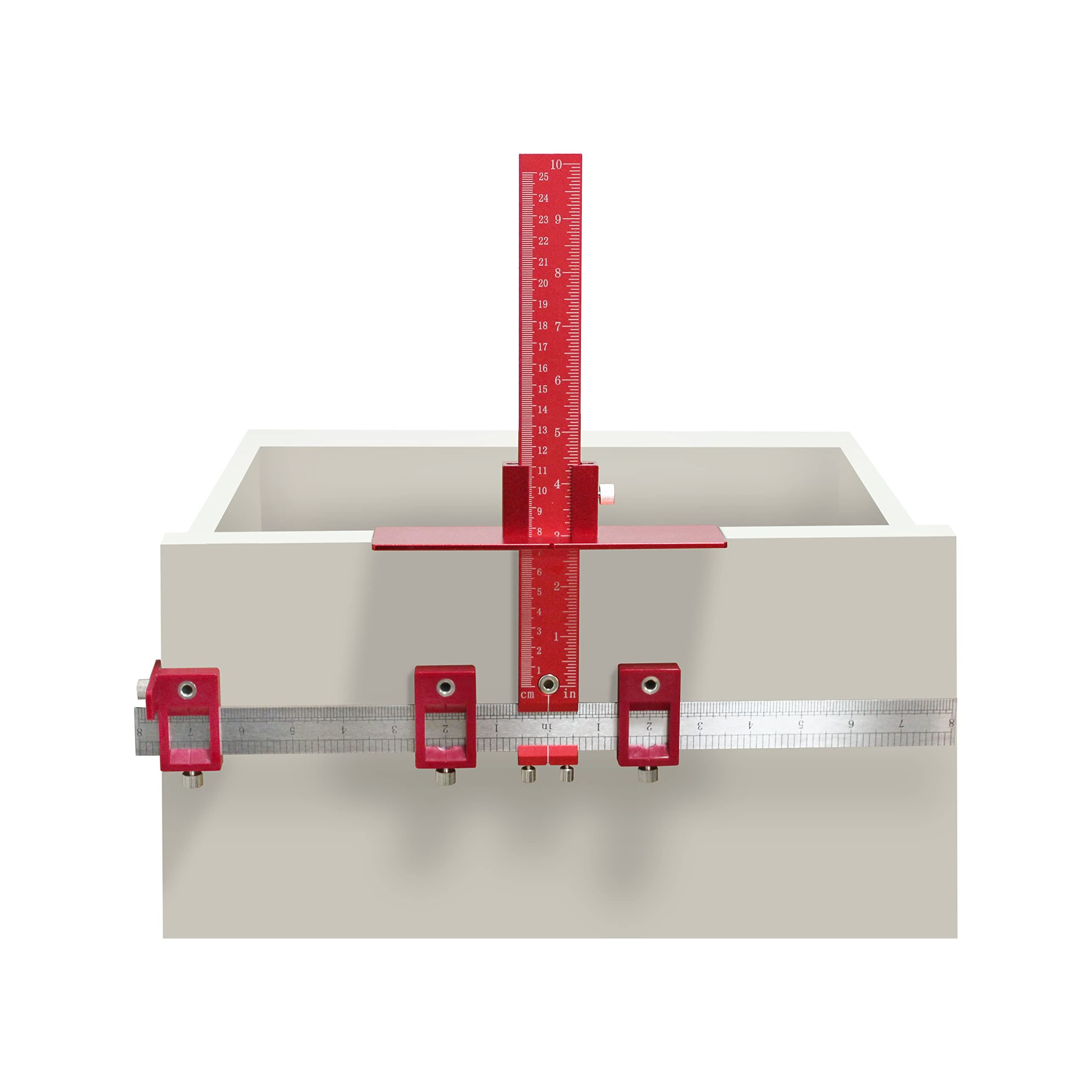 Cabinet Hardware Jig Tool Both Inch and Metric,for Handles and Knobs Drawer Guide Jig on Doors and Drawer Fronts-Red