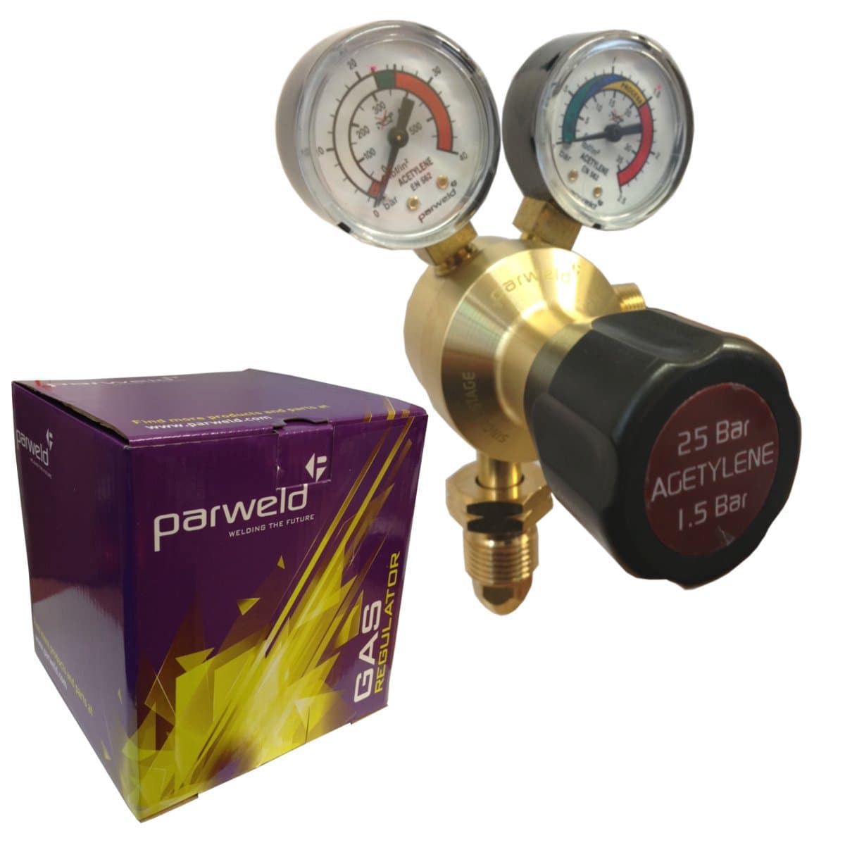 Parweld Acetylene single stage regulator twin gauge - Gas cutting welding regulator
