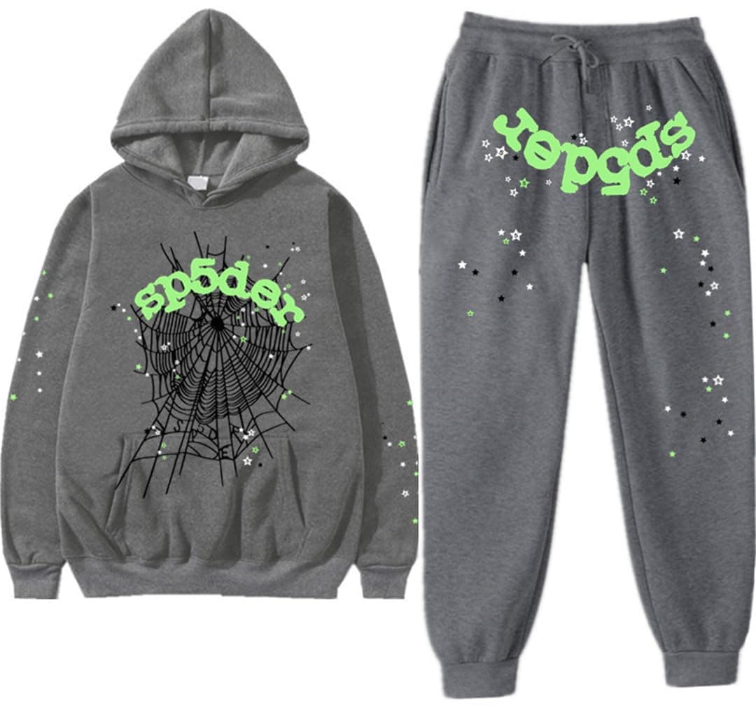 Spider Hoodie and Bottoms Tracksuit for Women/Men Spider Web Hoodie Y2K Vintage Sweatshirt and Pants Sweatsuit